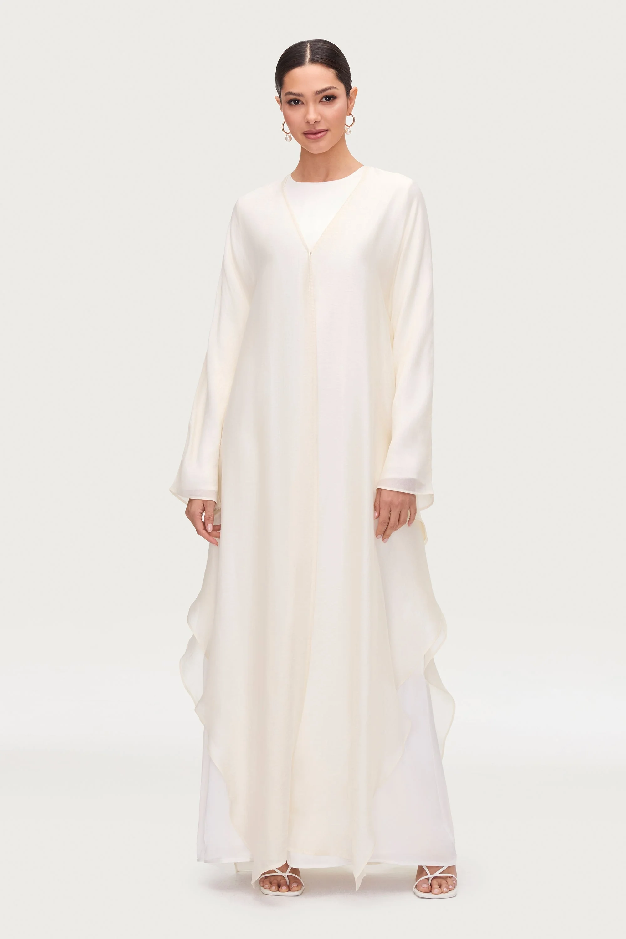 Ahlam Silk Abaya & Dress Set - Moonbeam - Image 3