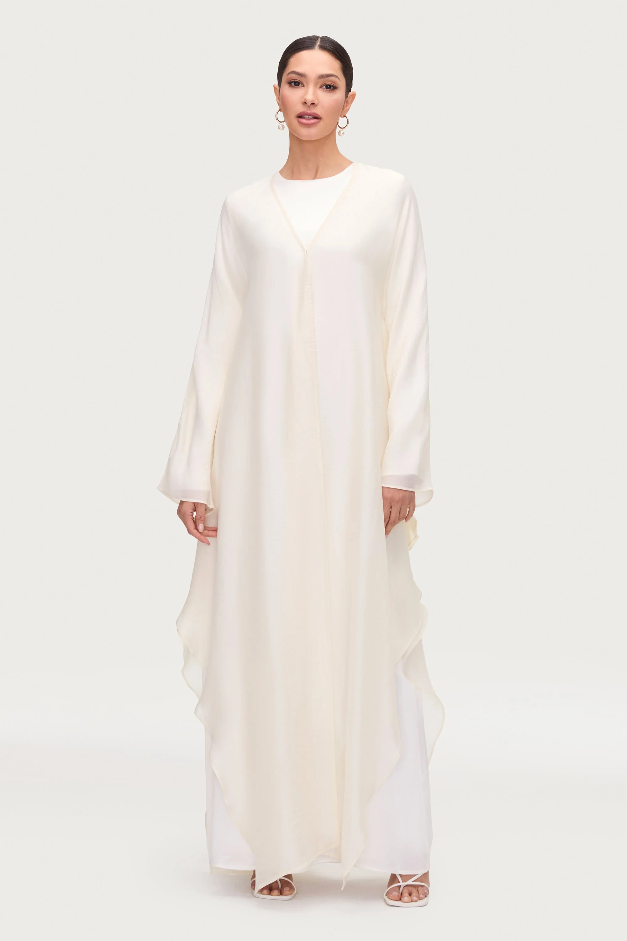 Ahlam Silk Abaya & Dress Set - Moonbeam - Image 4