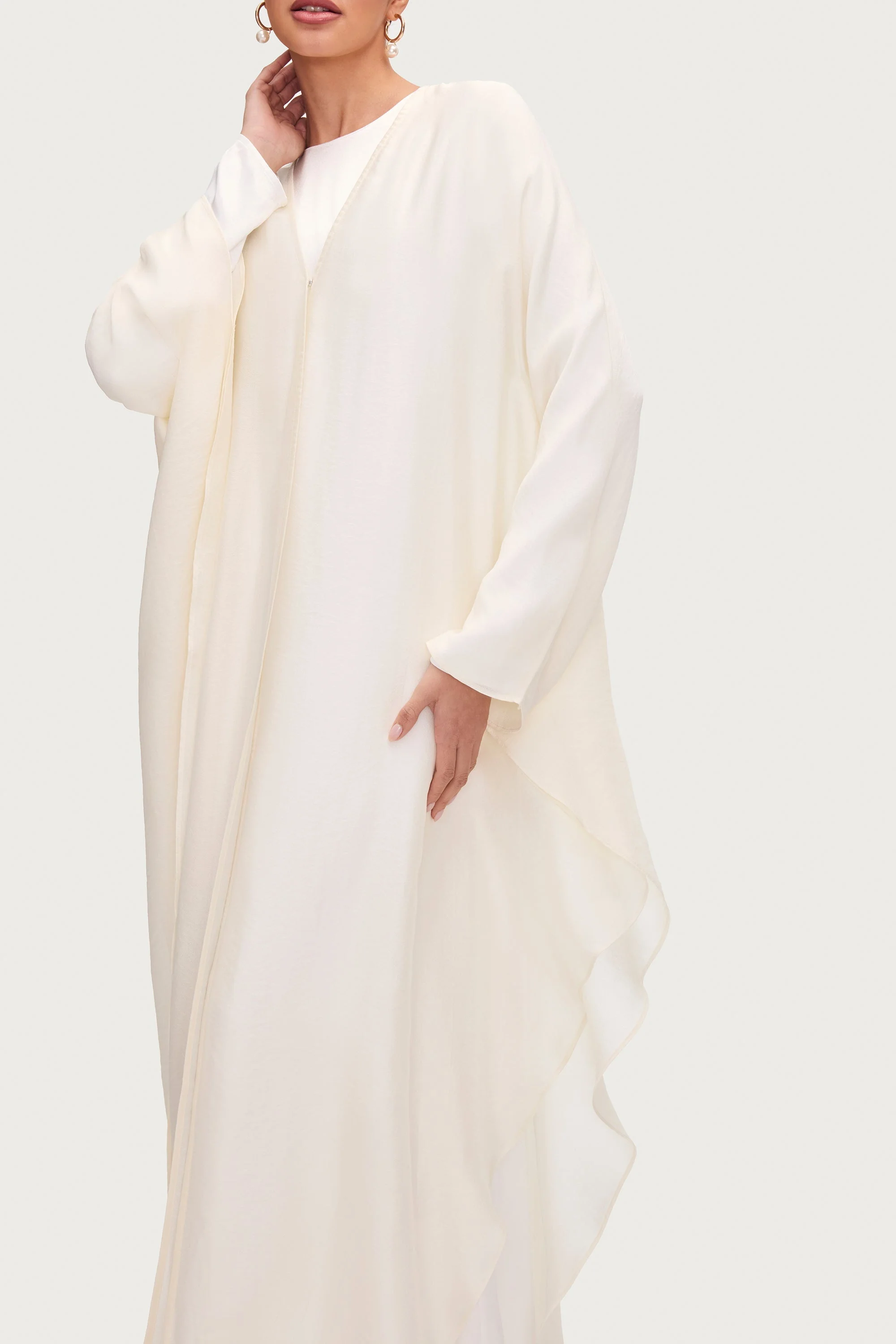 Ahlam Silk Abaya & Dress Set - Moonbeam - Image 6