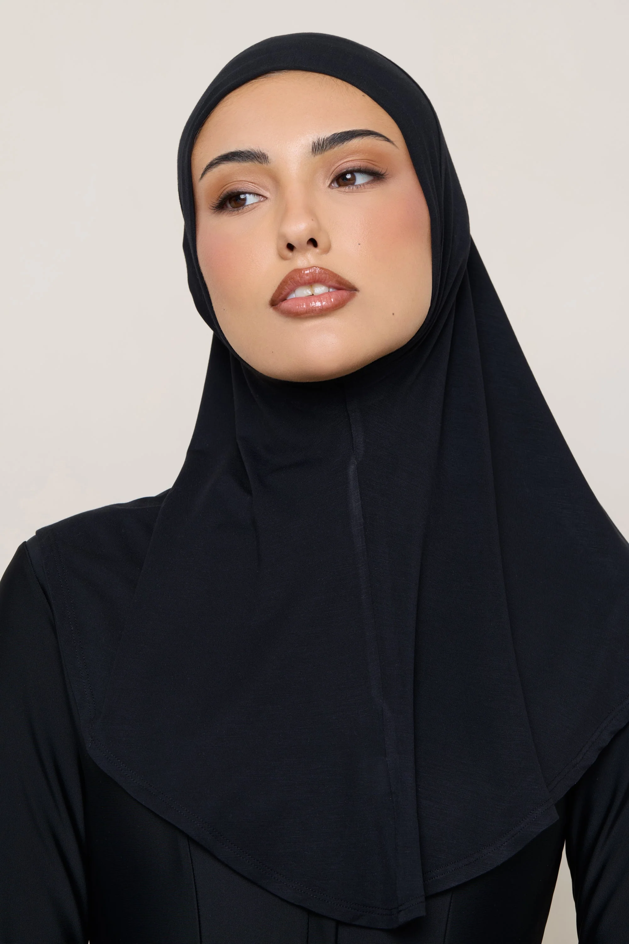Amira Bamboo Jersey Instant Hijab - Black - Image 3