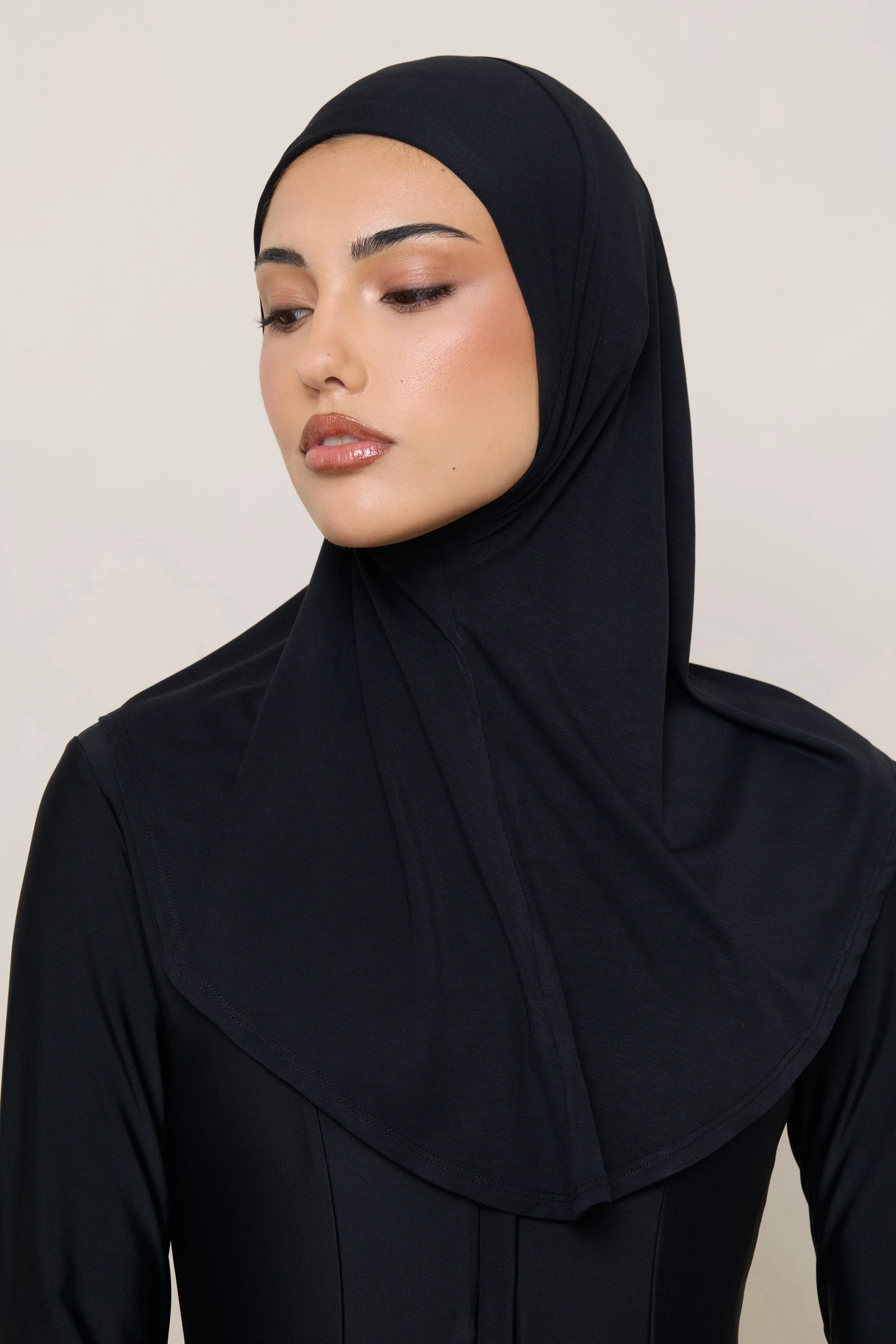 Amira Bamboo Jersey Instant Hijab - Black - Image 4