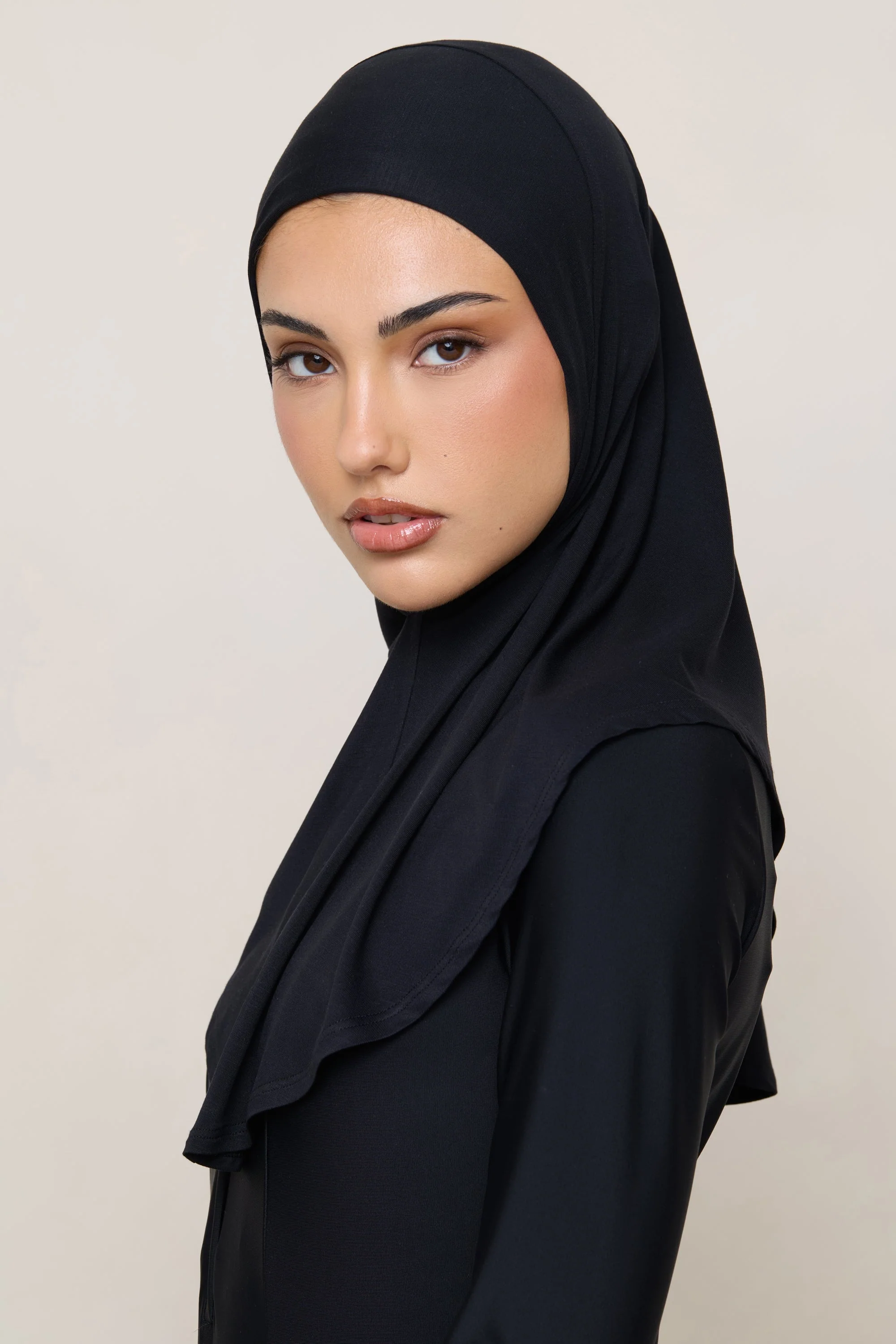 Amira Bamboo Jersey Instant Hijab - Black - Image 6
