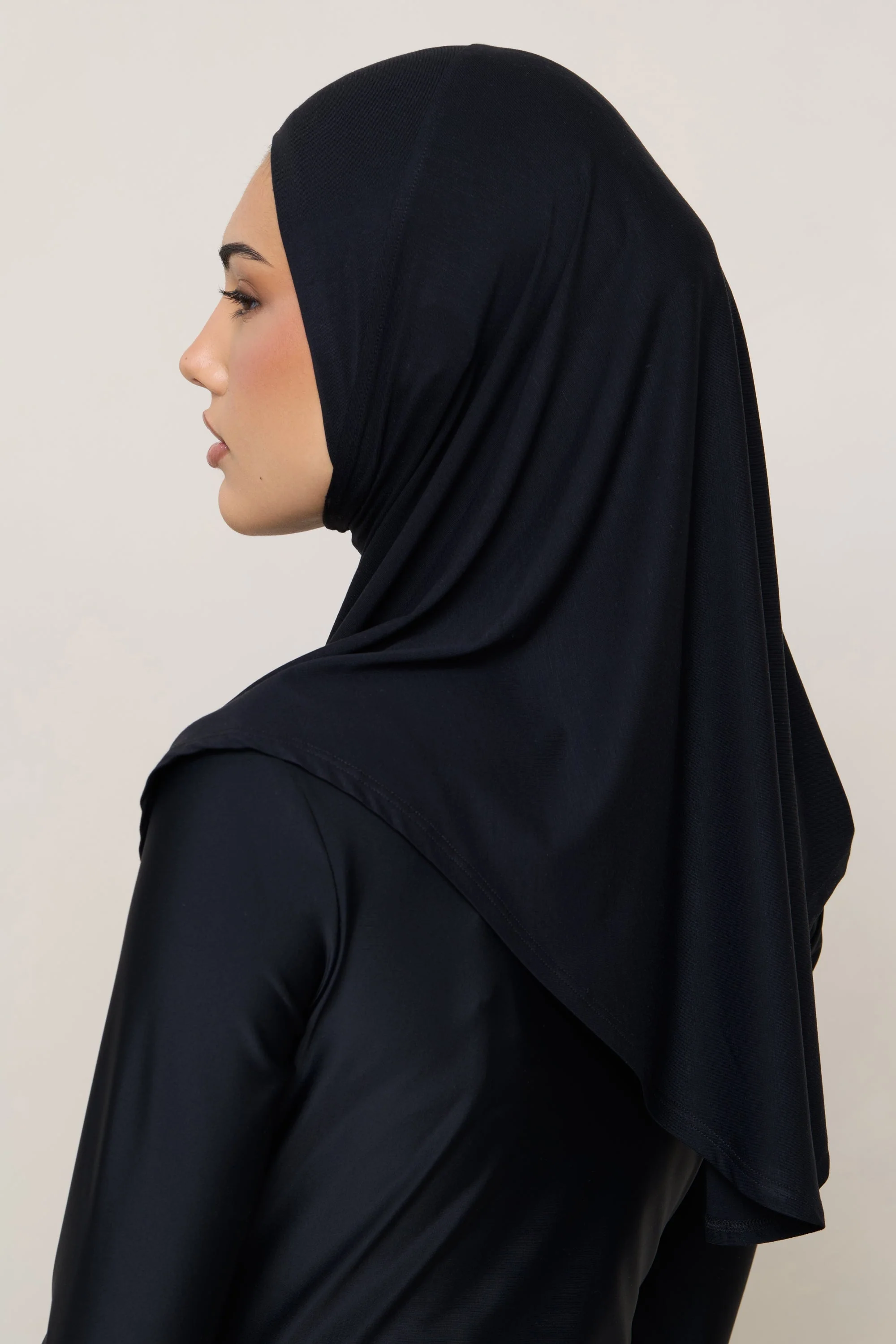 Amira Bamboo Jersey Instant Hijab - Black - Image 7