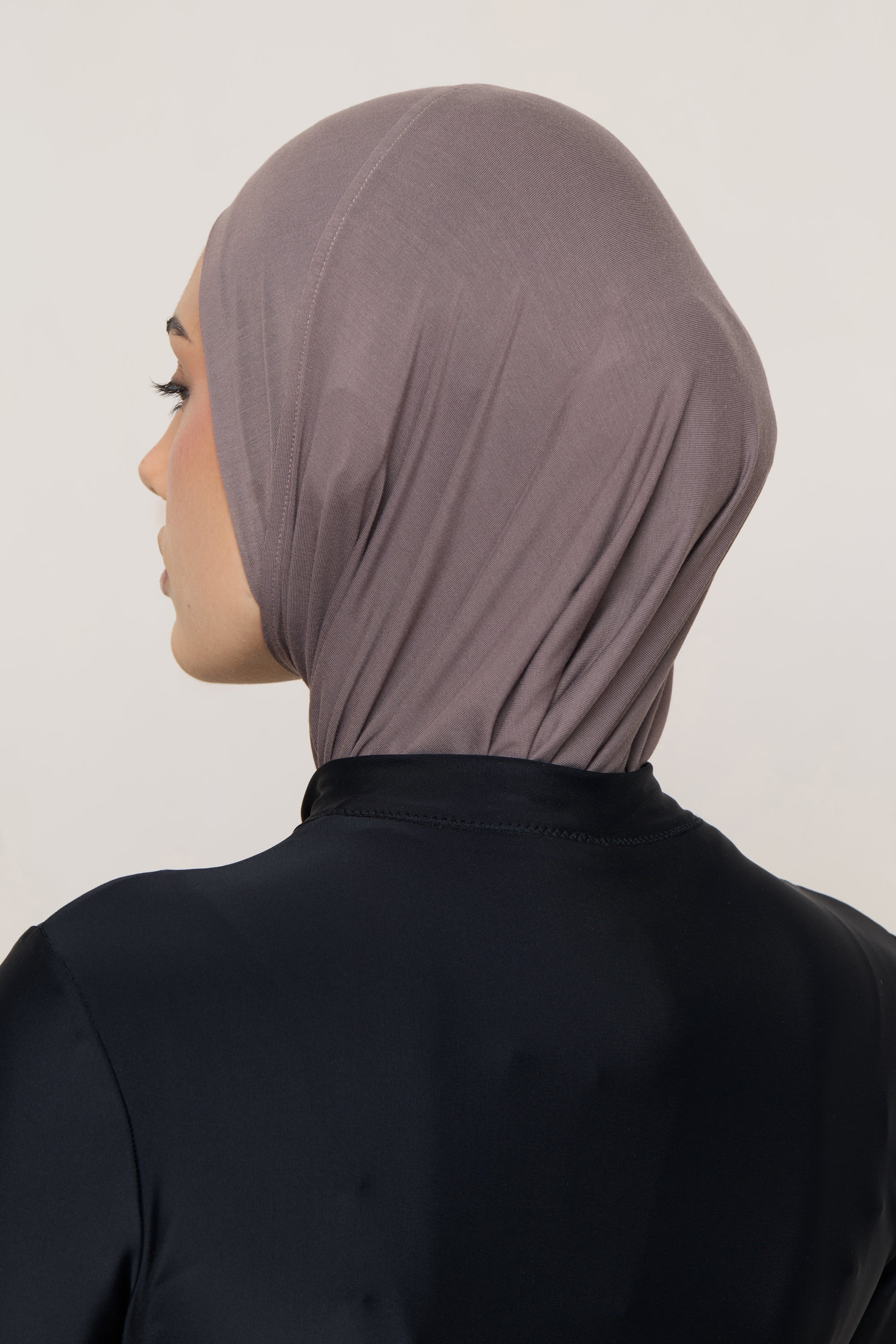 Amira Bamboo Jersey Instant Hijab - Deep Taupe - Image 8
