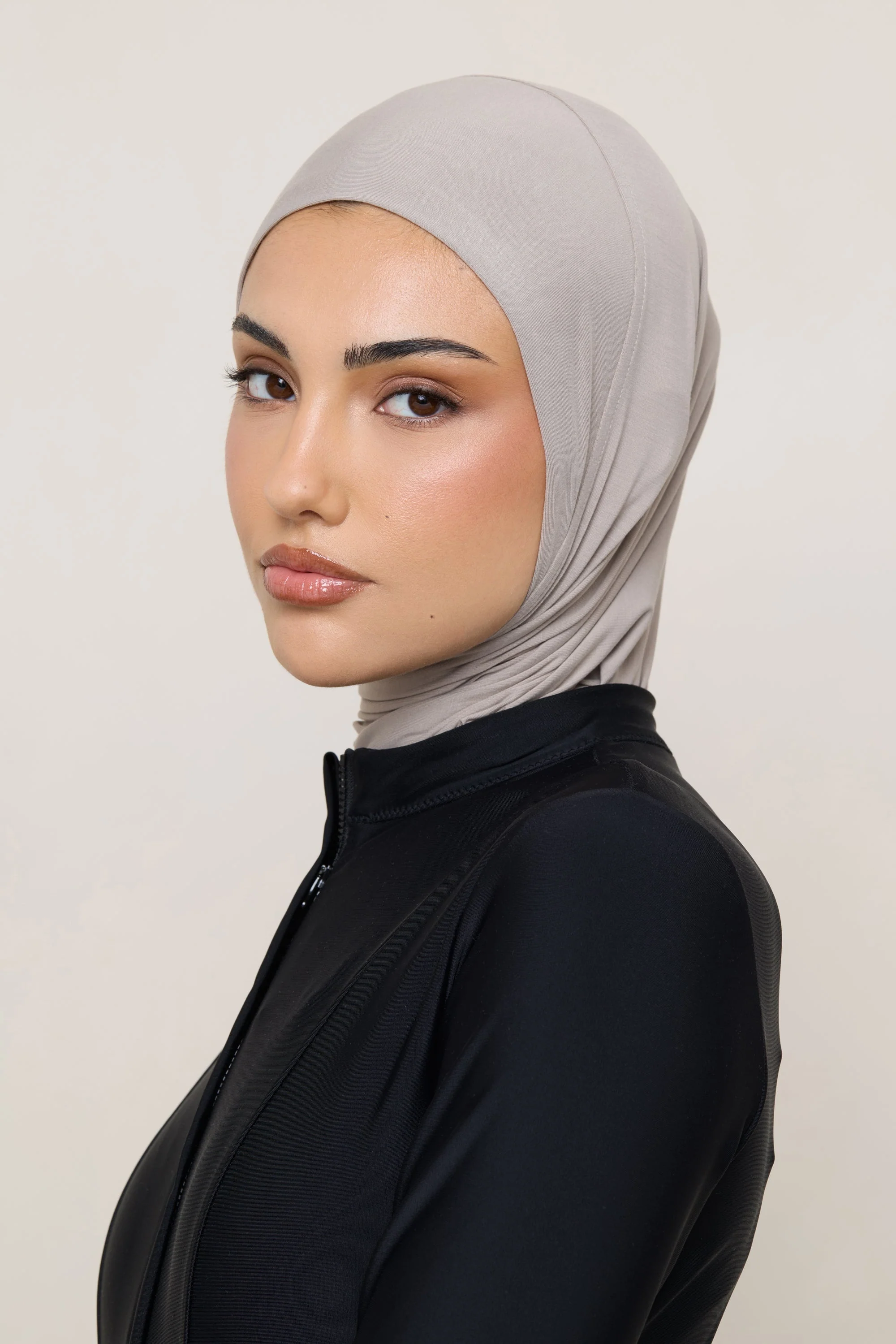 Amira Bamboo Jersey Instant Hijab - Mink - Image 7