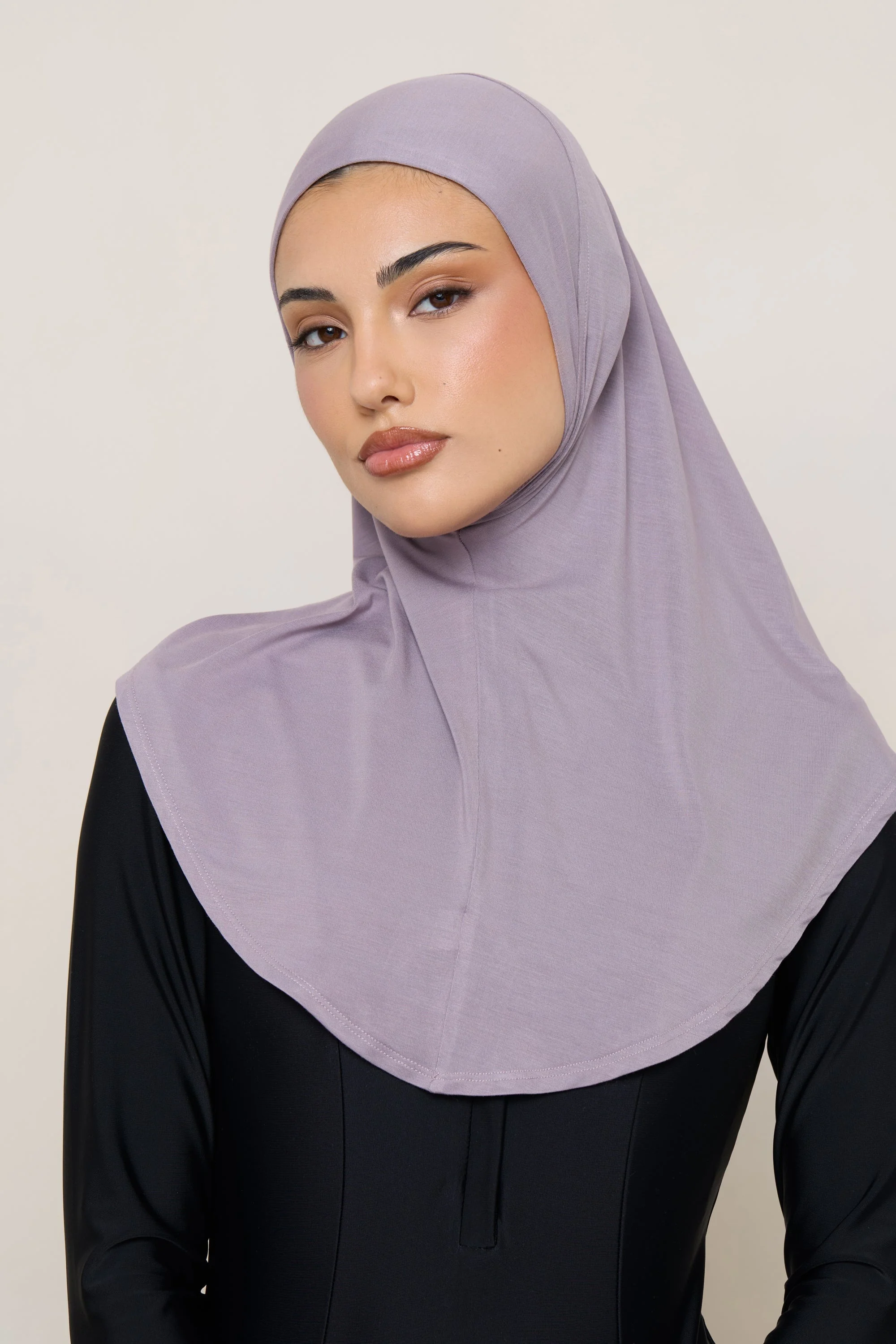 Amira Bamboo Jersey Instant Hijab - Purple Dove - Image 3
