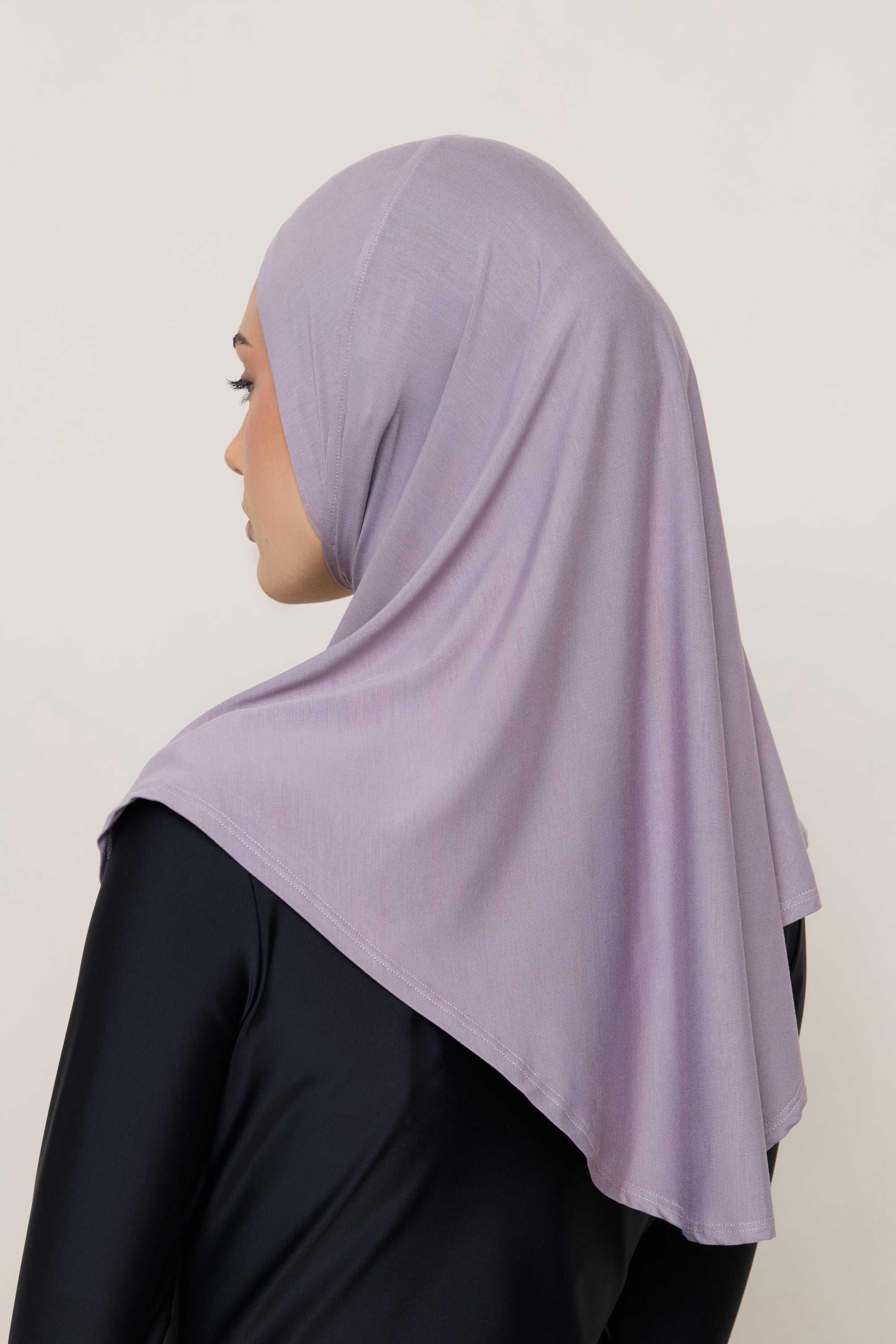 Amira Bamboo Jersey Instant Hijab - Purple Dove - Image 5