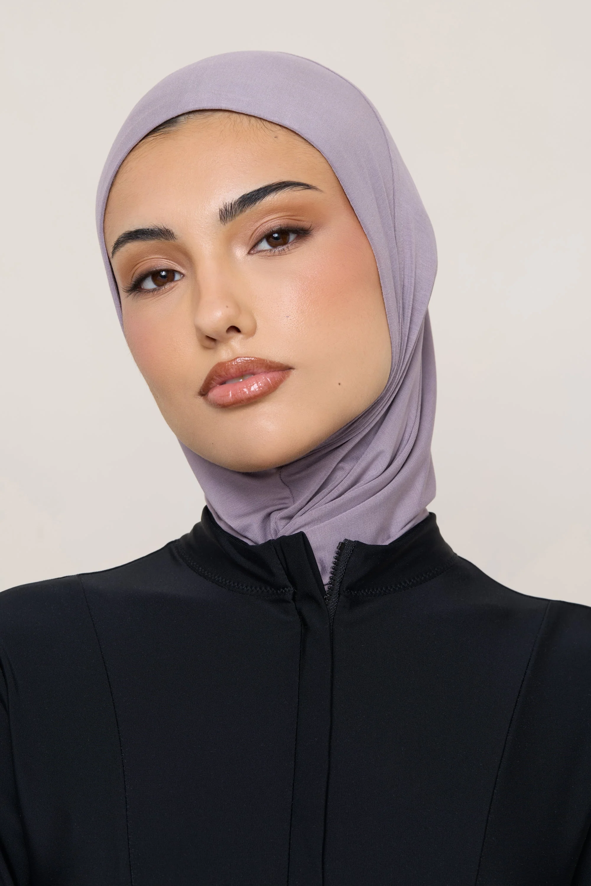 Amira Bamboo Jersey Instant Hijab - Purple Dove - Image 6