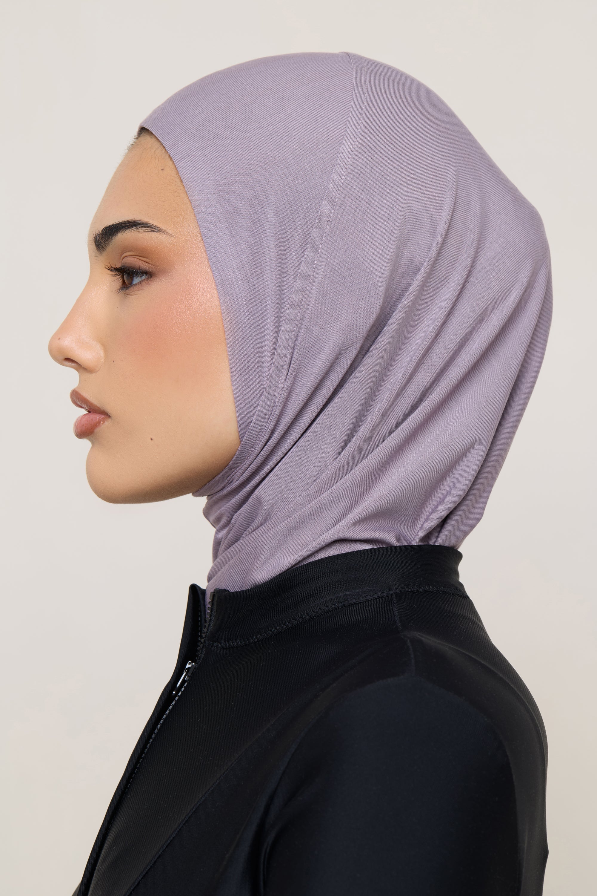 Amira Bamboo Jersey Instant Hijab - Purple Dove - Image 7