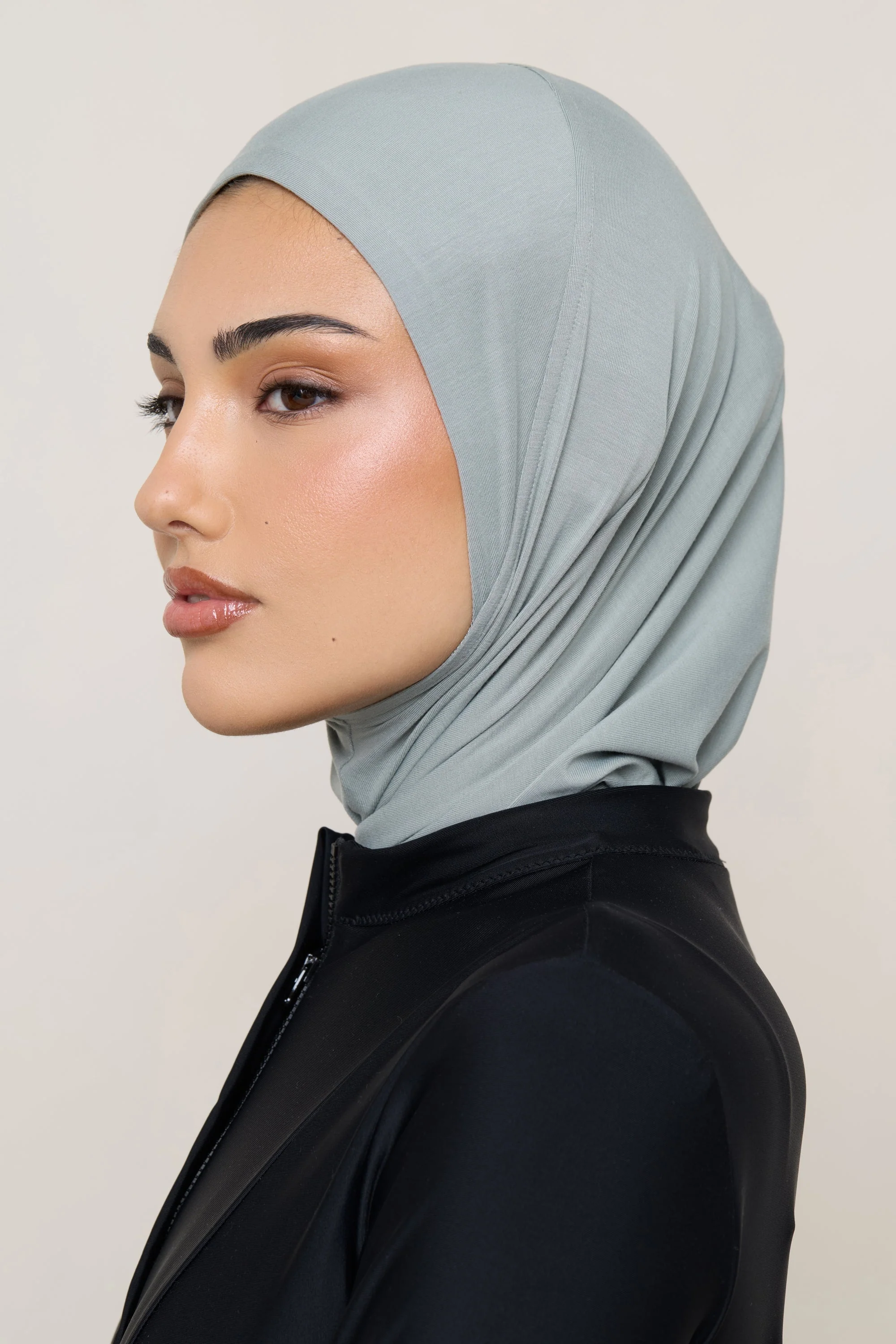Amira Bamboo Jersey Instant Hijab - Sage - Image 10
