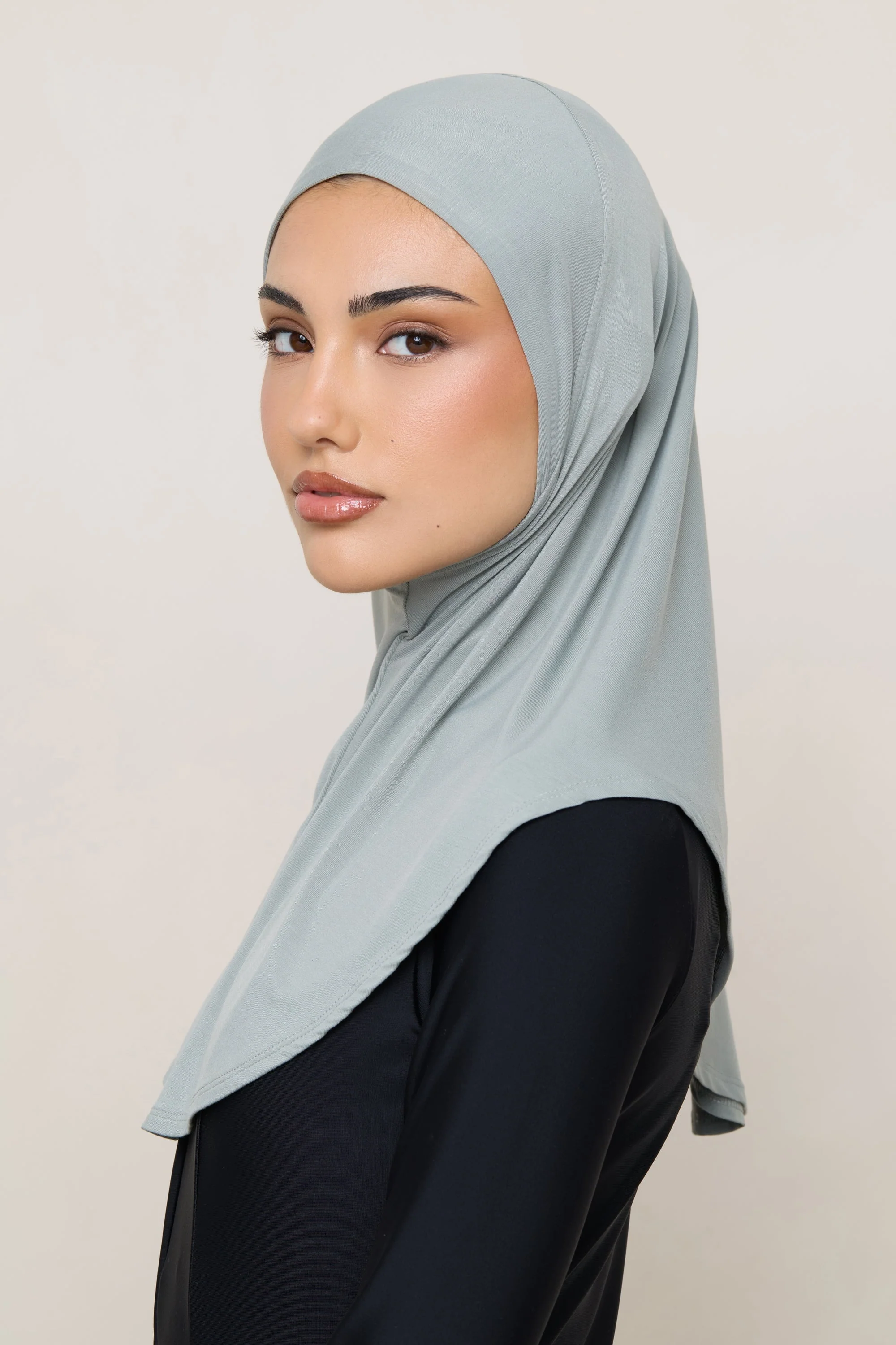 Amira Bamboo Jersey Instant Hijab - Sage - Image 5