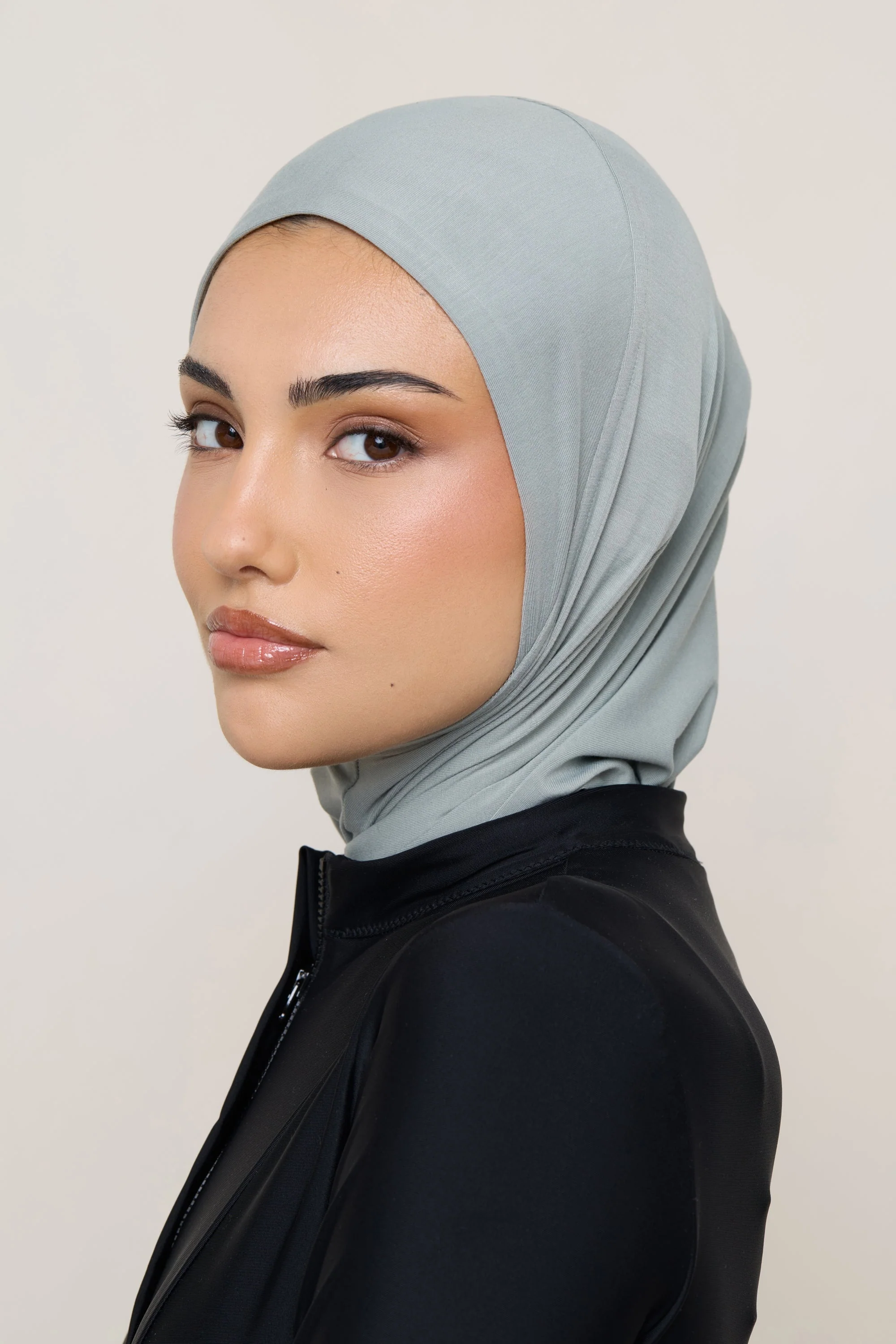 Amira Bamboo Jersey Instant Hijab - Sage - Image 9