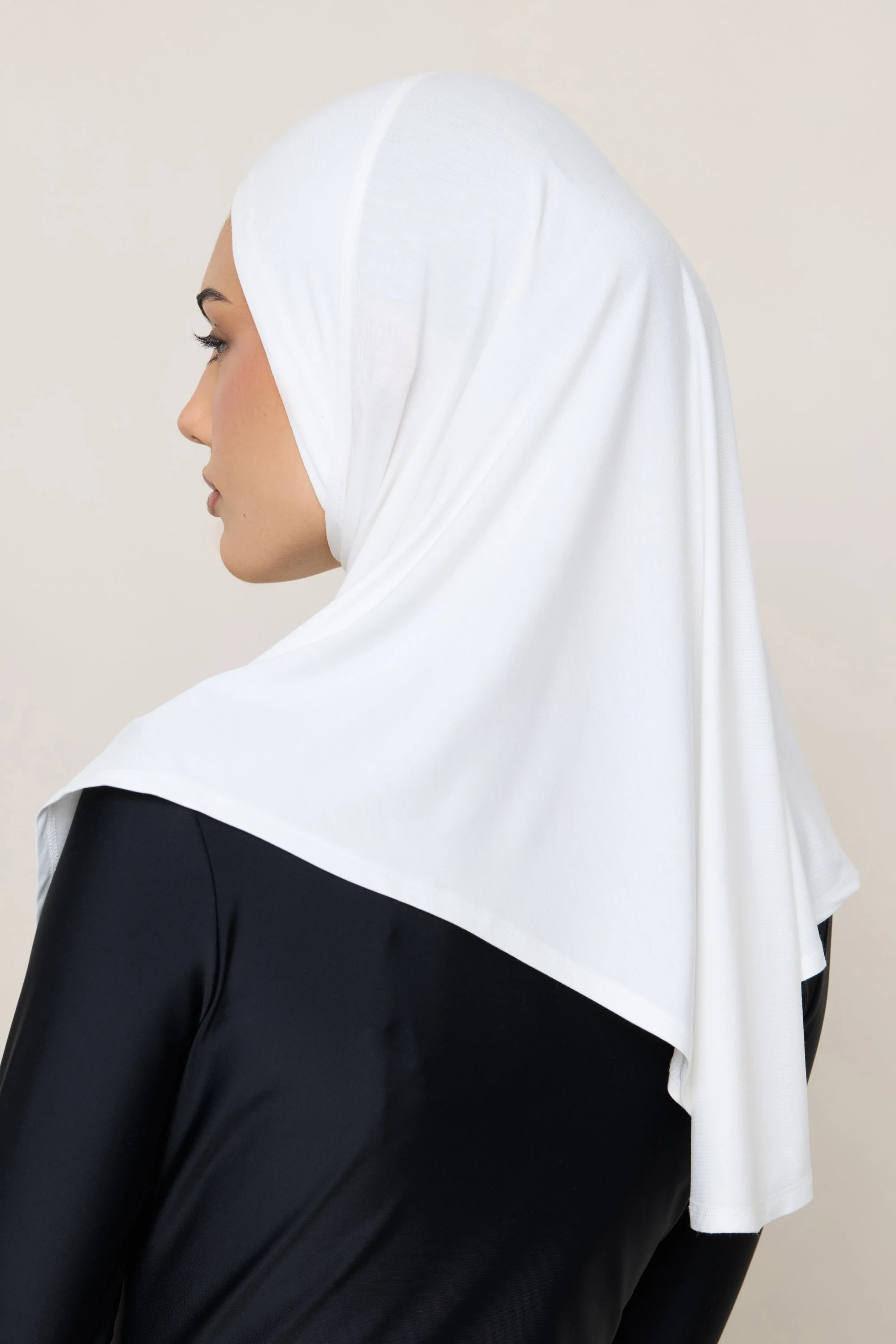 Amira Bamboo Jersey Instant Hijab - White - Image 4