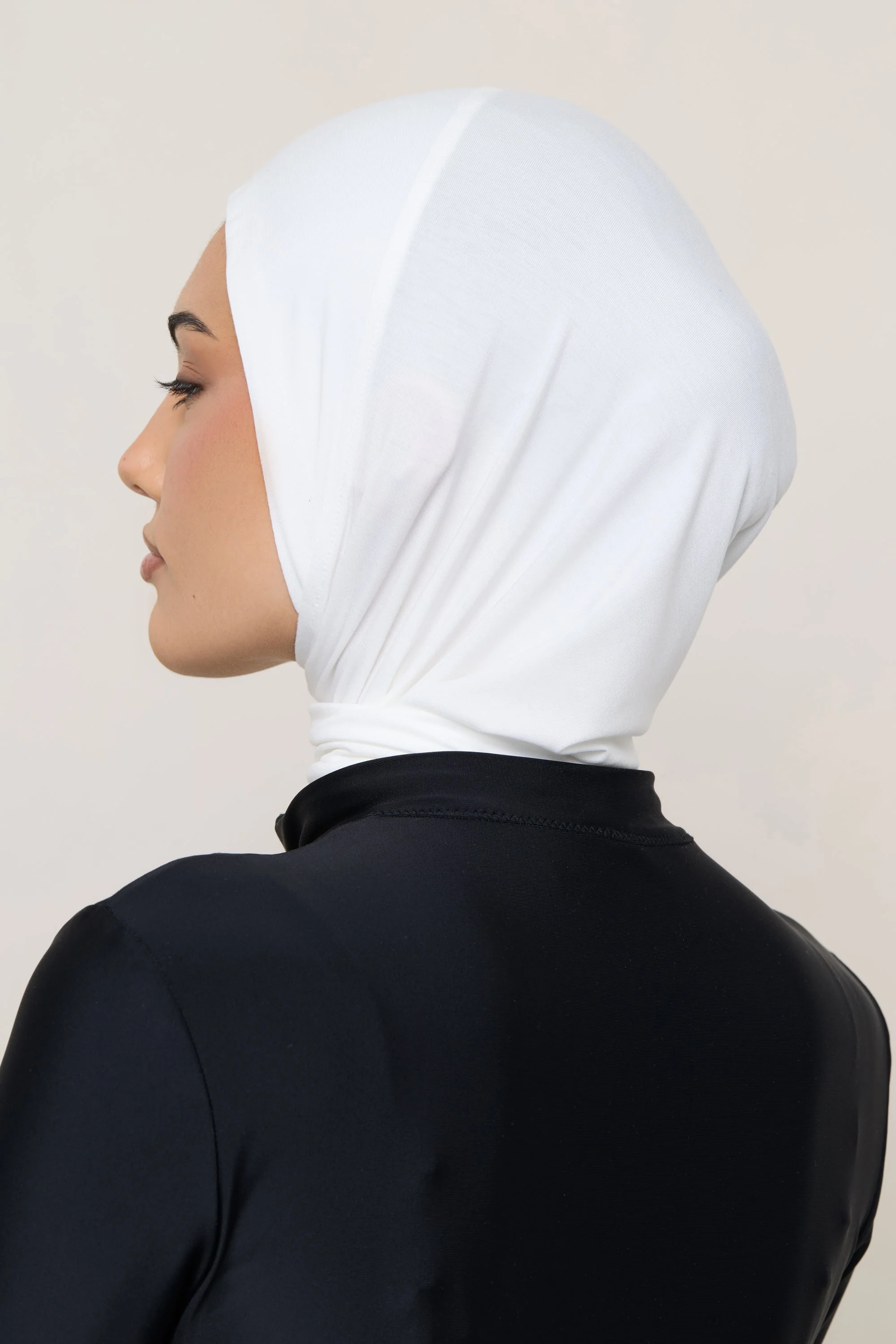 Amira Bamboo Jersey Instant Hijab - White - Image 7
