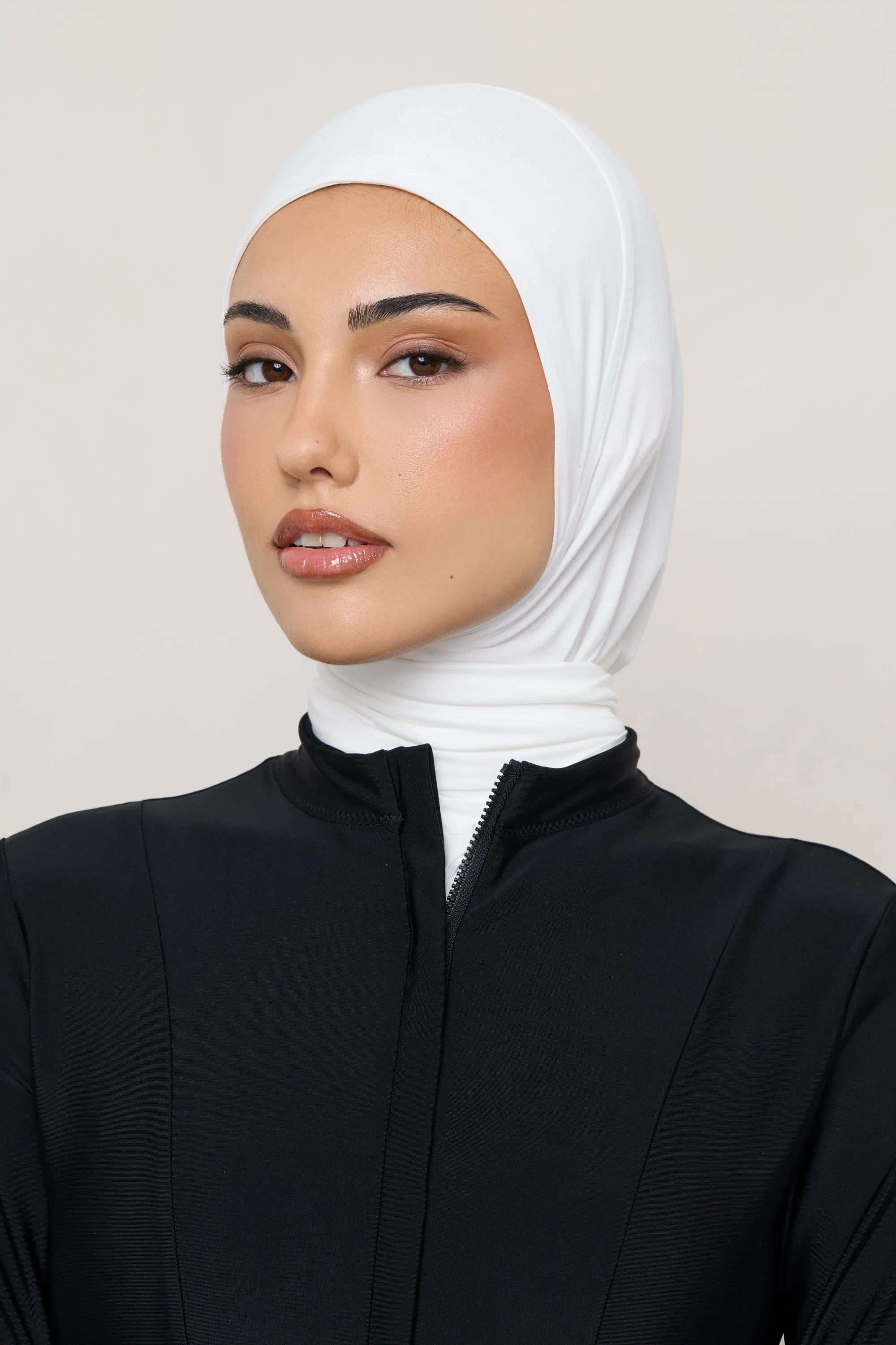 Amira Bamboo Jersey Instant Hijab - White - Image 8