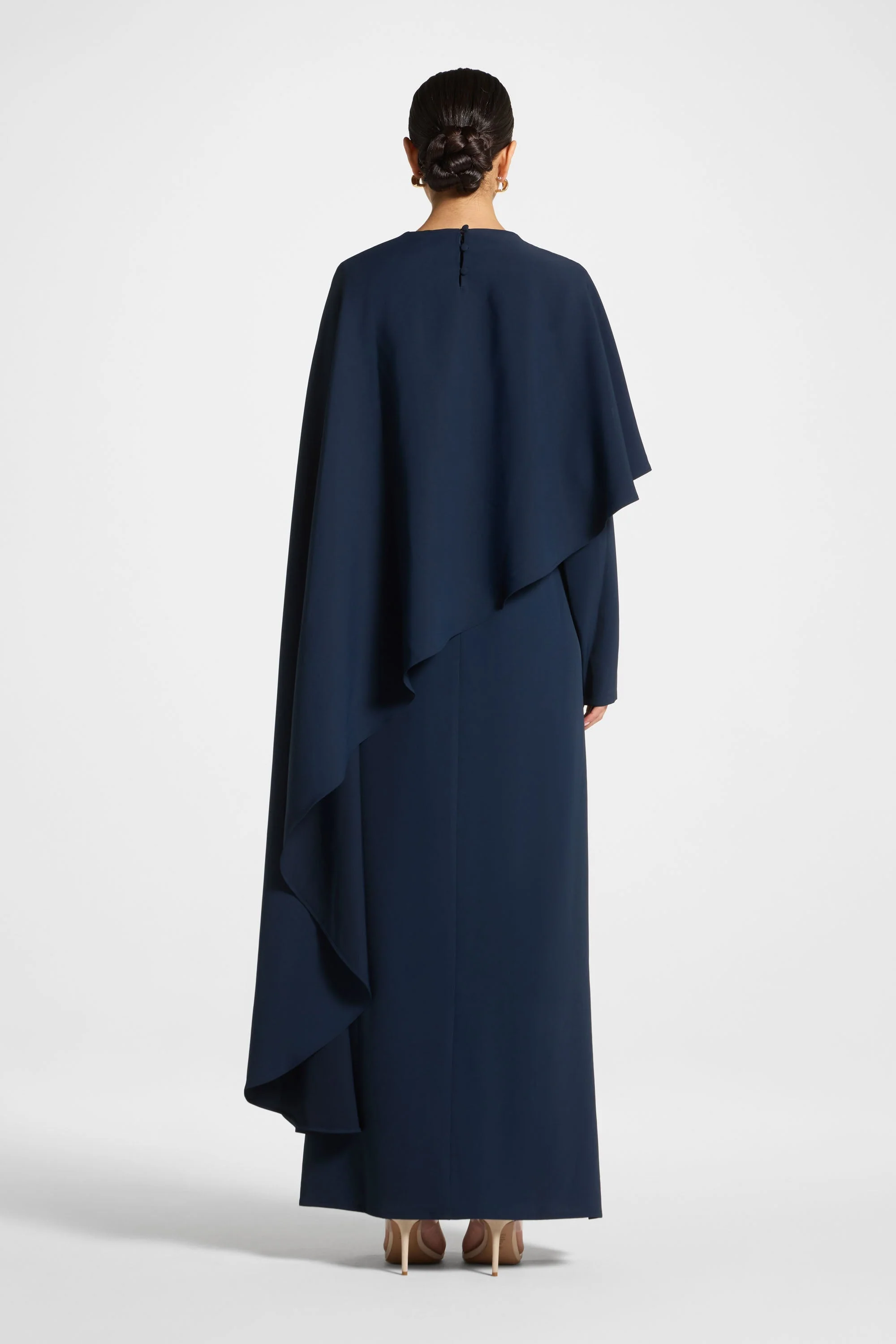 Asymmetric Cape Maxi Dress - Midnight - Image 4