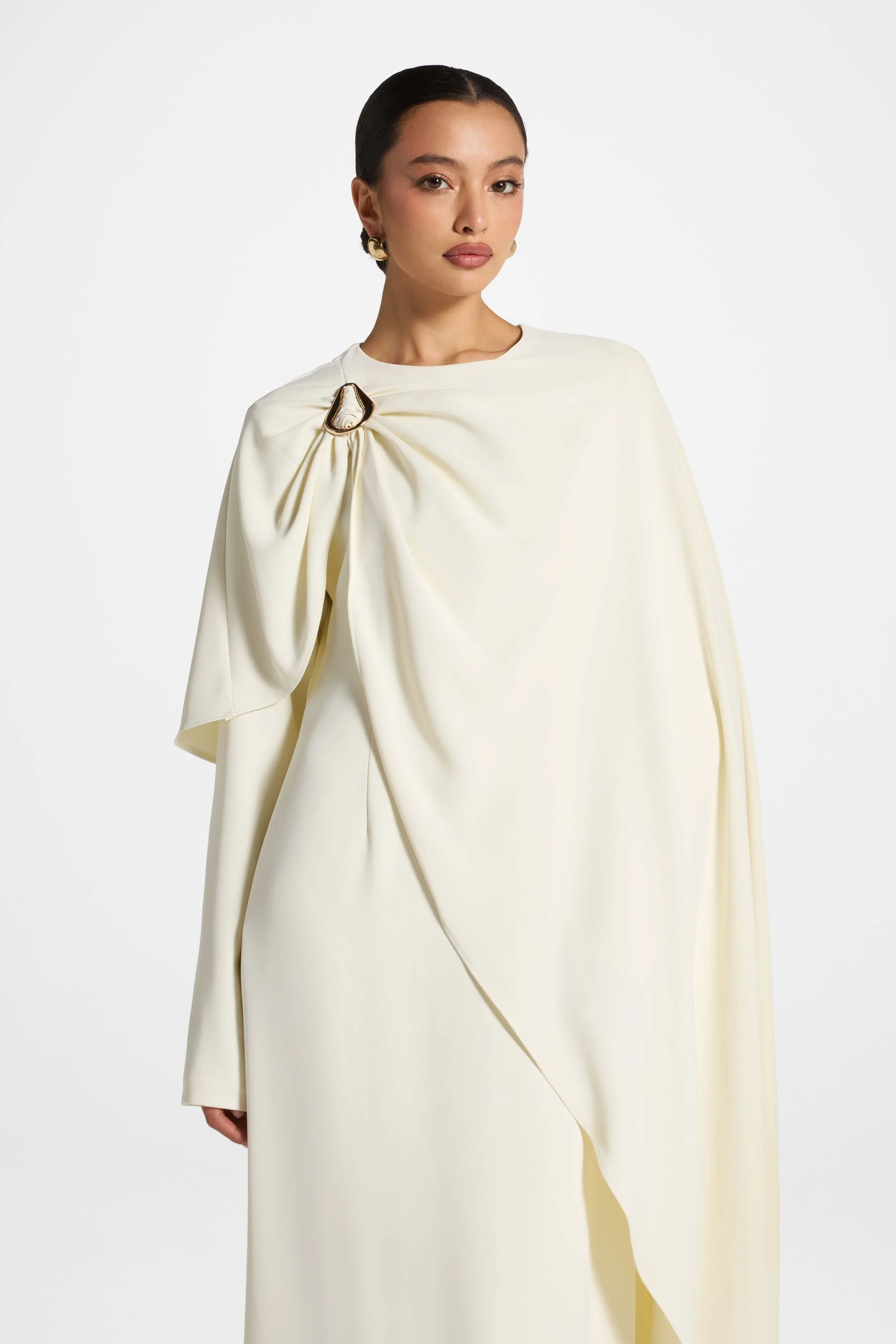 Asymmetric Cape Maxi Dress - Moonlight - Image 2