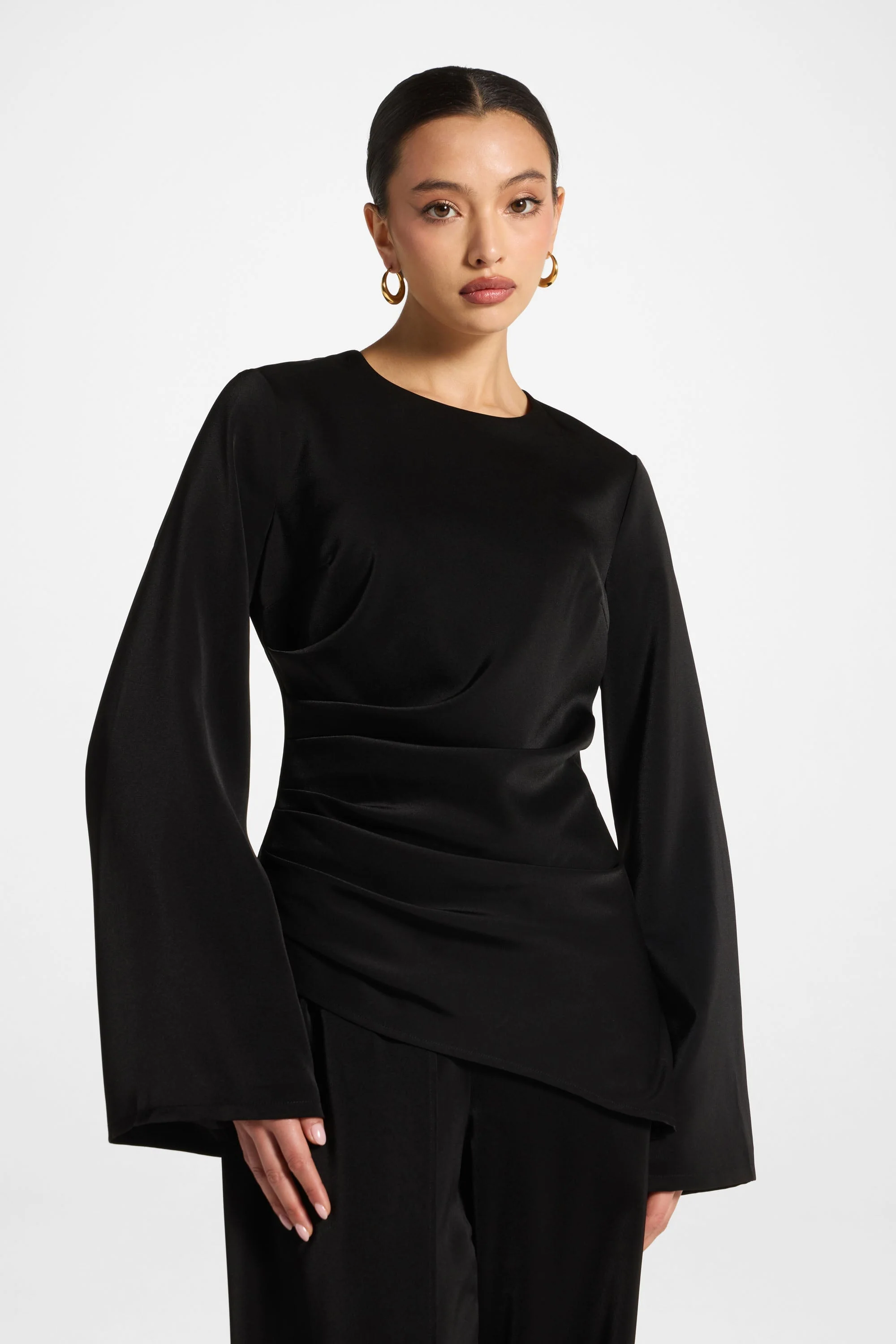Asymmetric Drape Top - Black