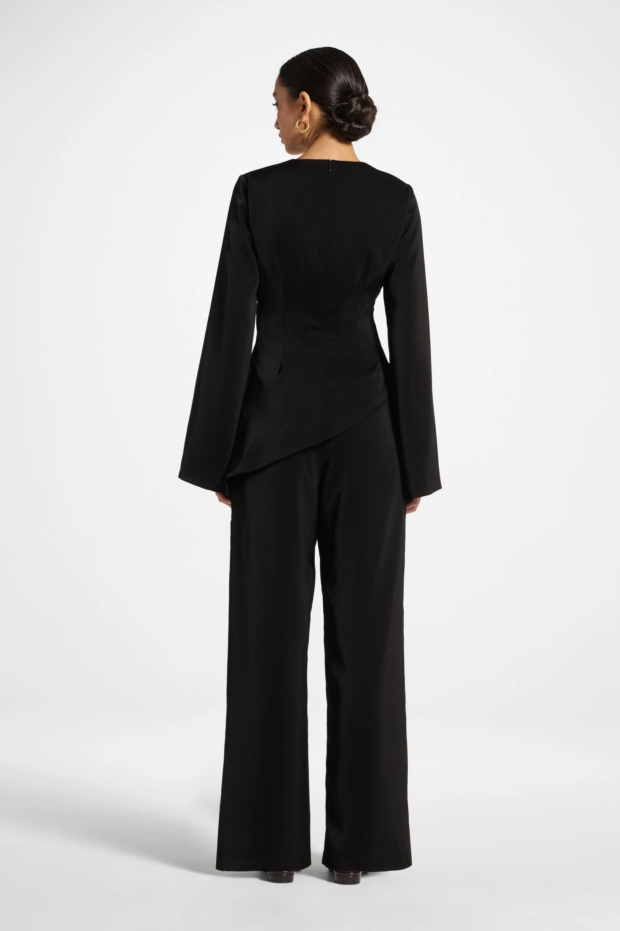 Asymmetric Drape Top - Black - Image 4