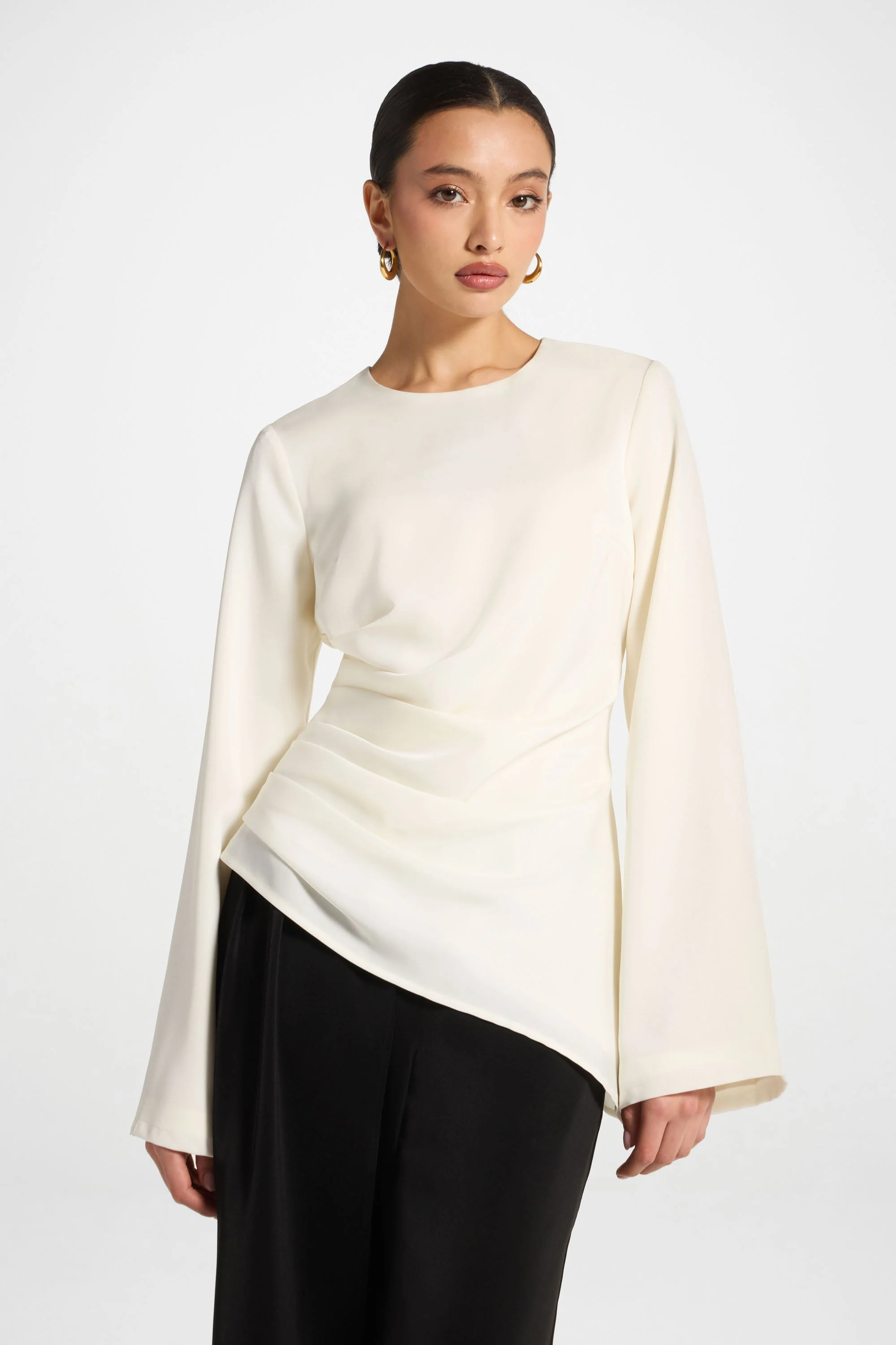 Asymmetric Drape Top - White