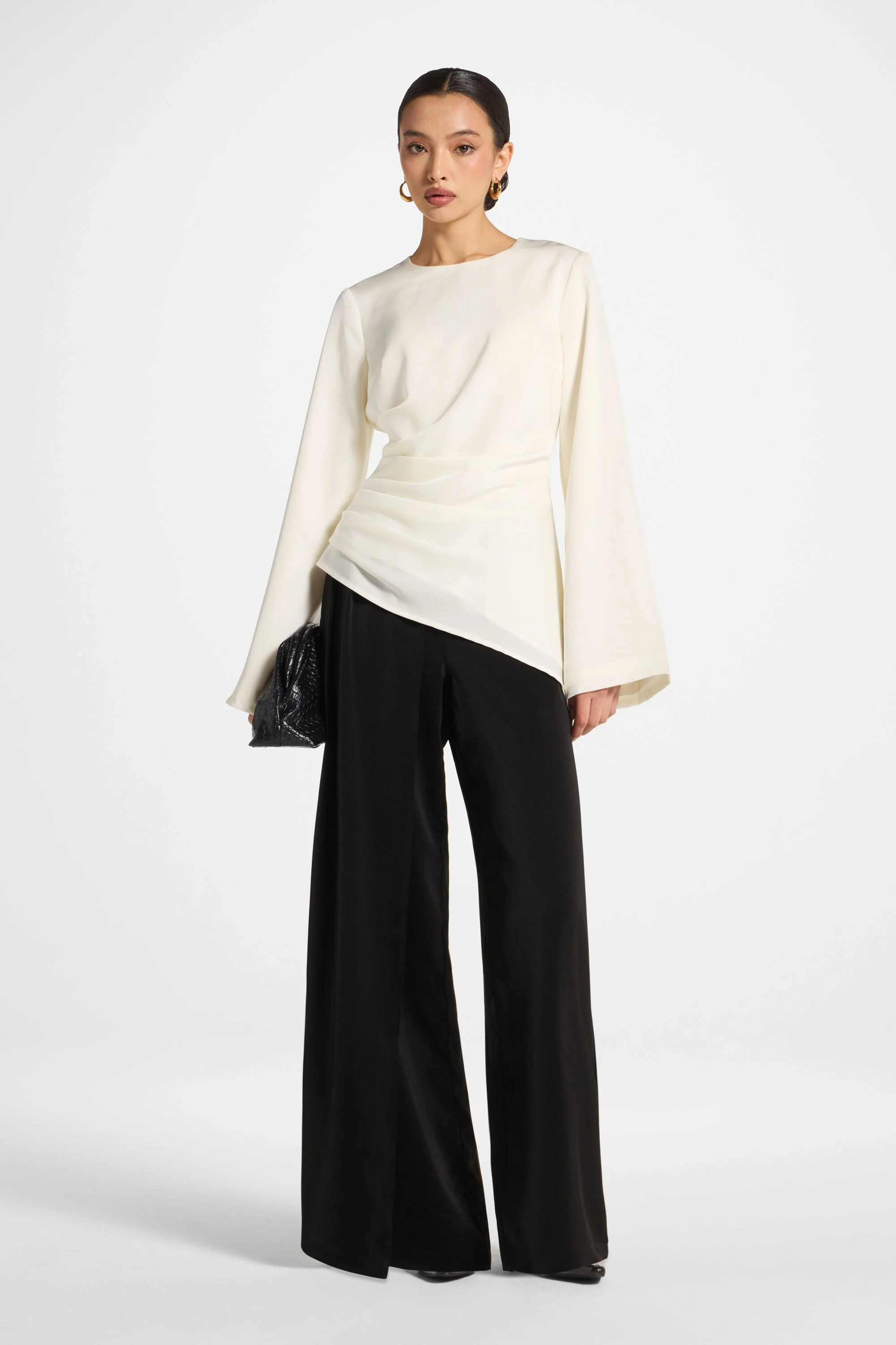 Asymmetric Drape Top - White - Image 2