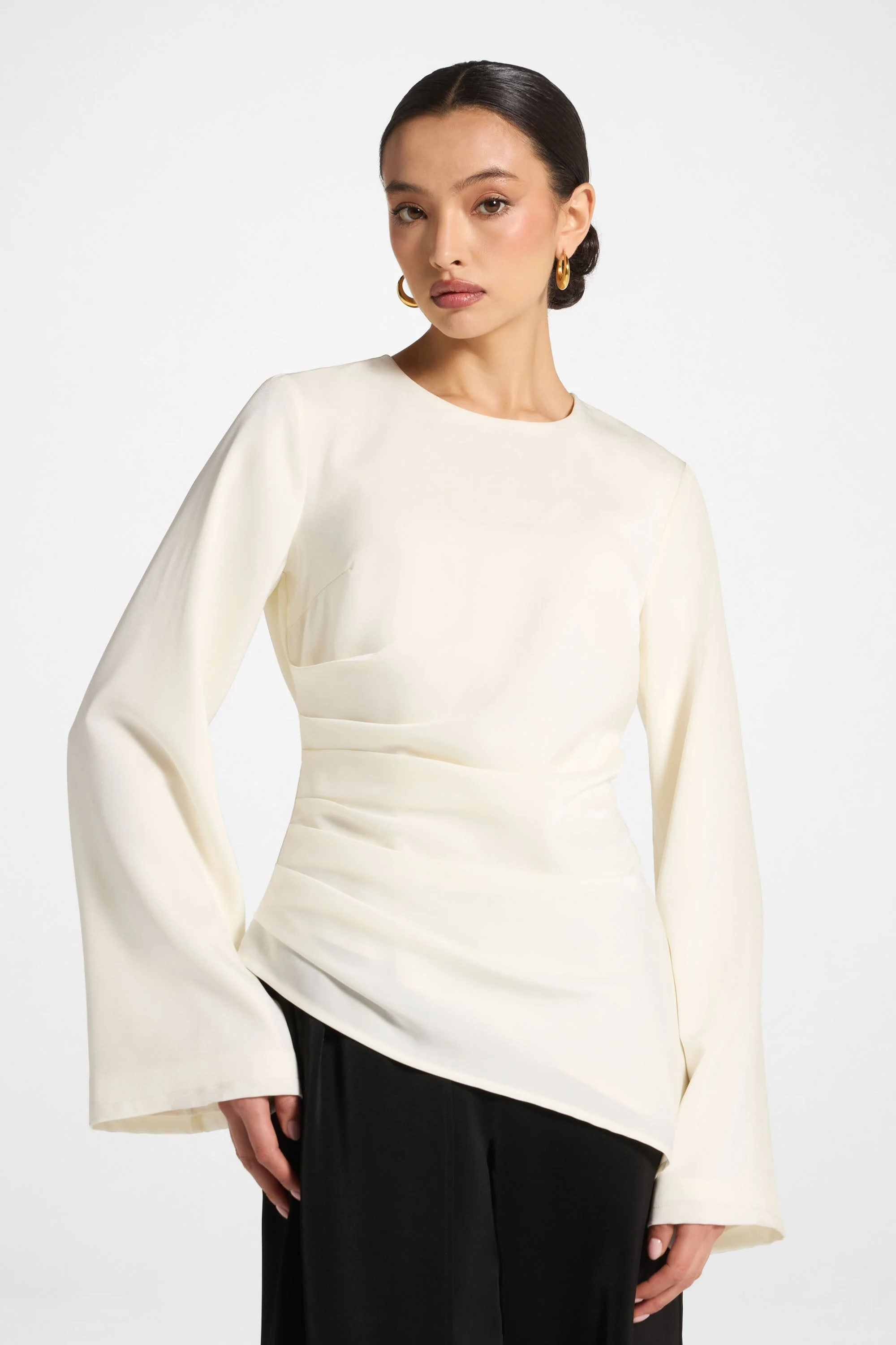Asymmetric Drape Top - White - Image 3