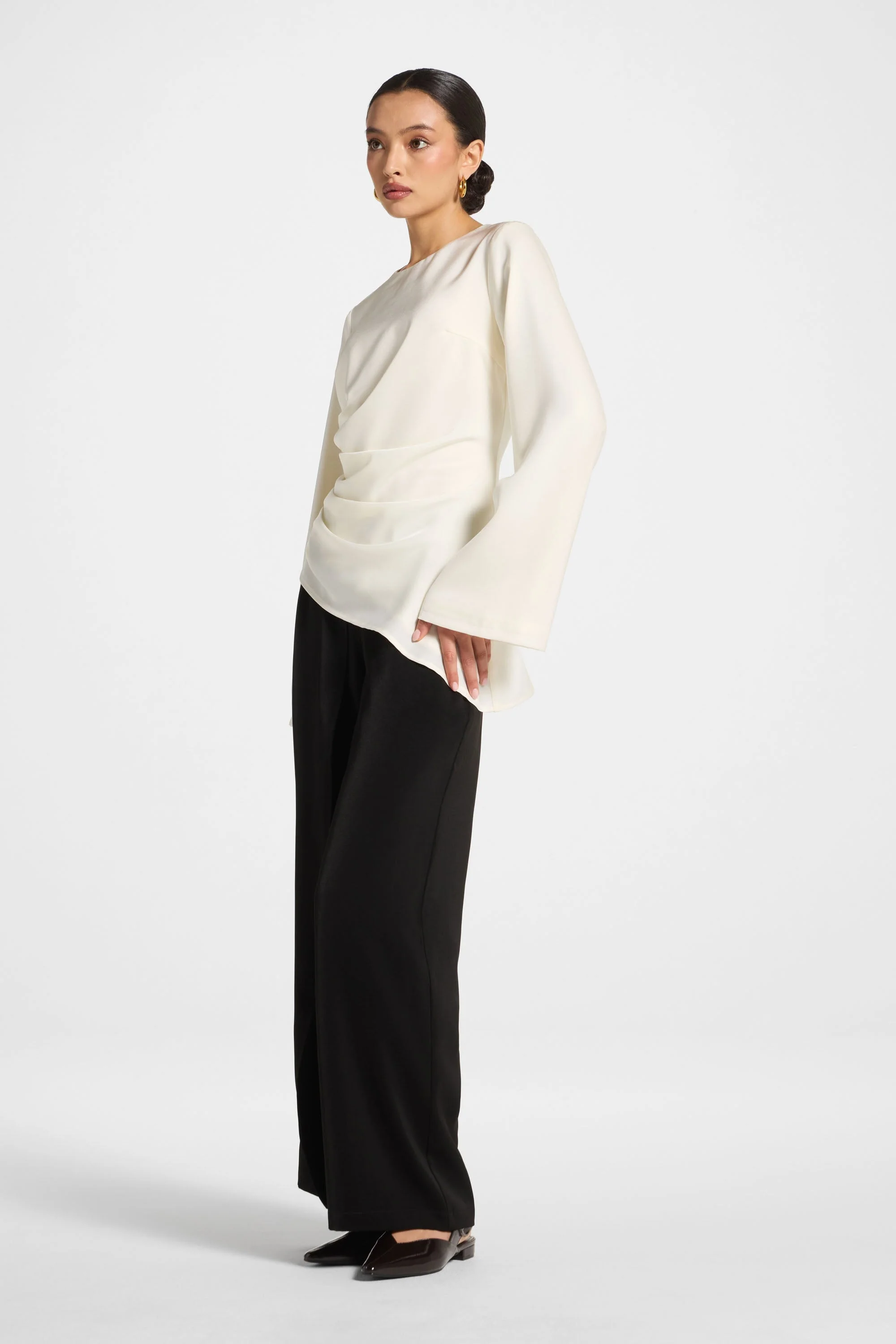 Asymmetric Drape Top - White - Image 4