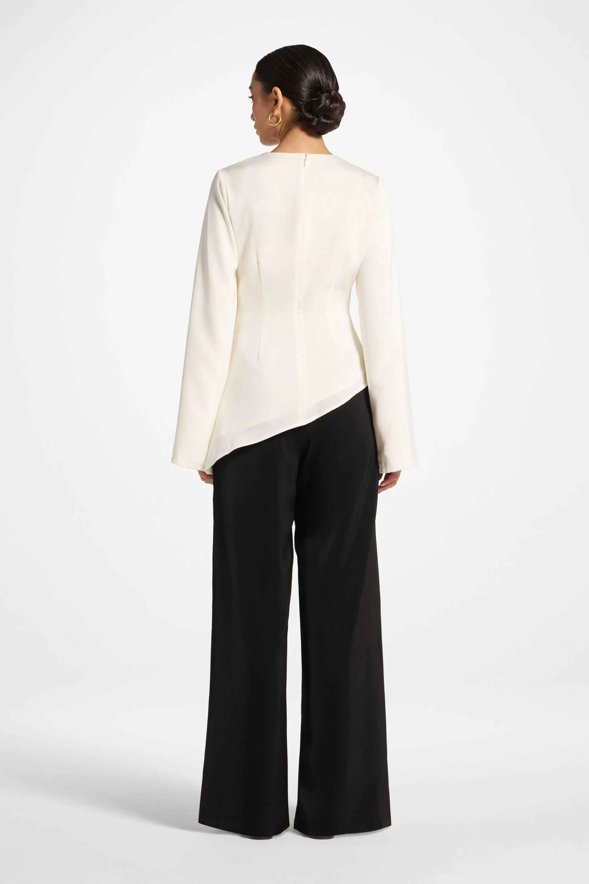 Asymmetric Drape Top - White - Image 5