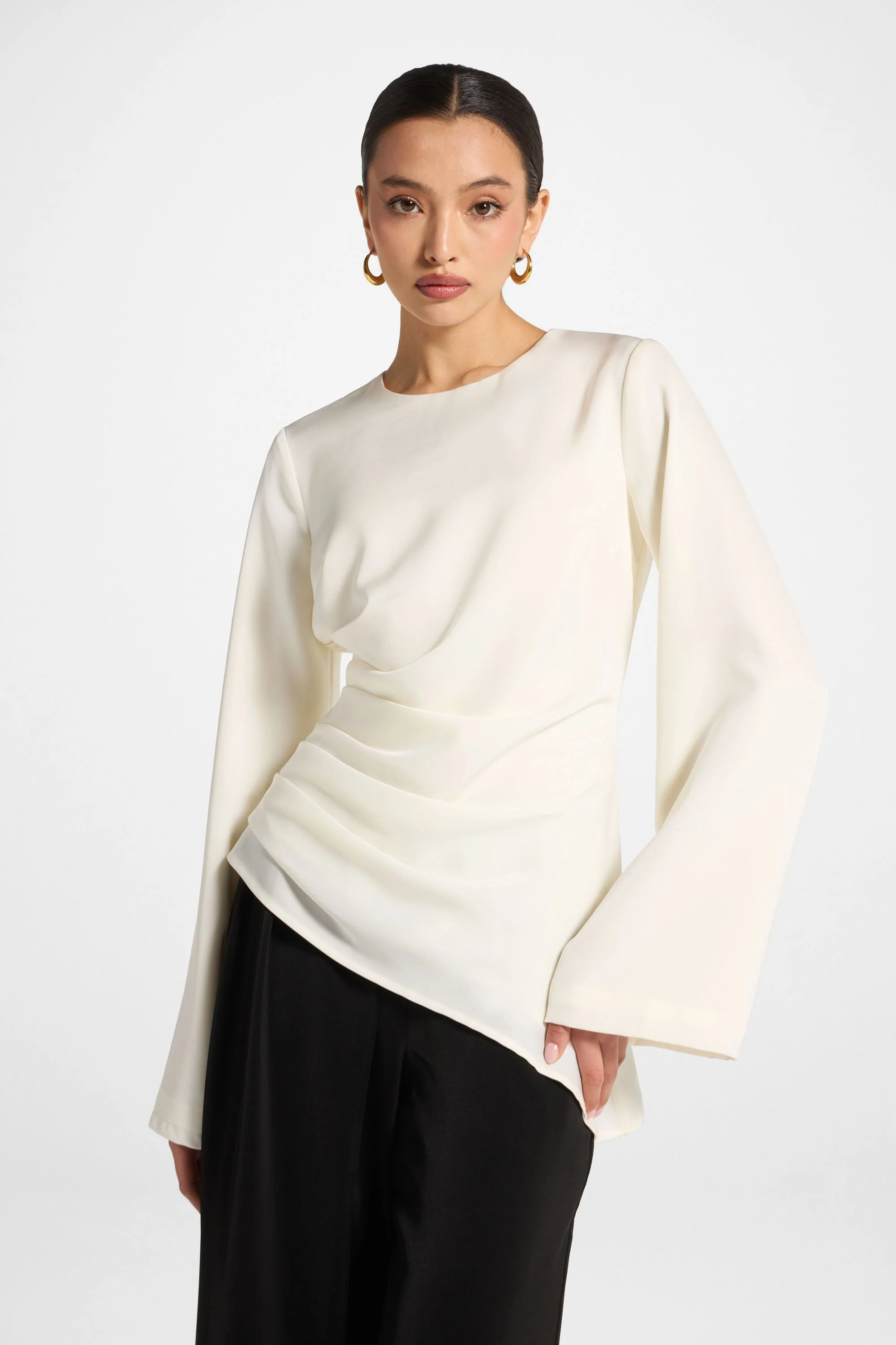 Asymmetric Drape Top - White - Image 6