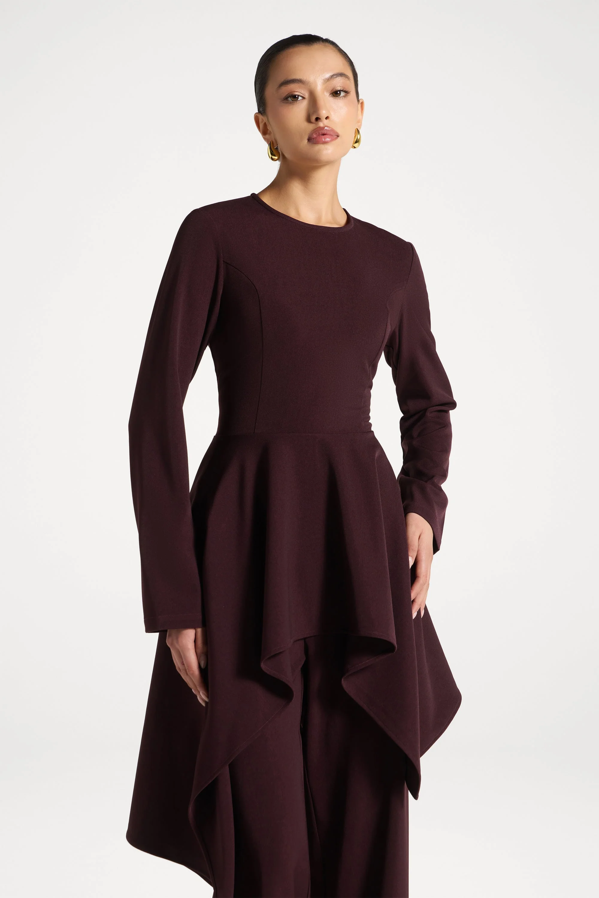 Asymmetric Lace Up Back Top - Chocolate Truffle - Image 6