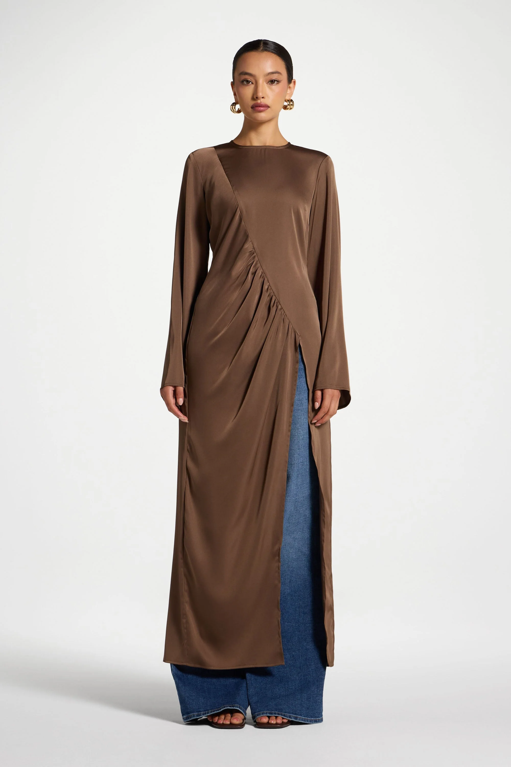 Asymmetric Midi Top - Brown