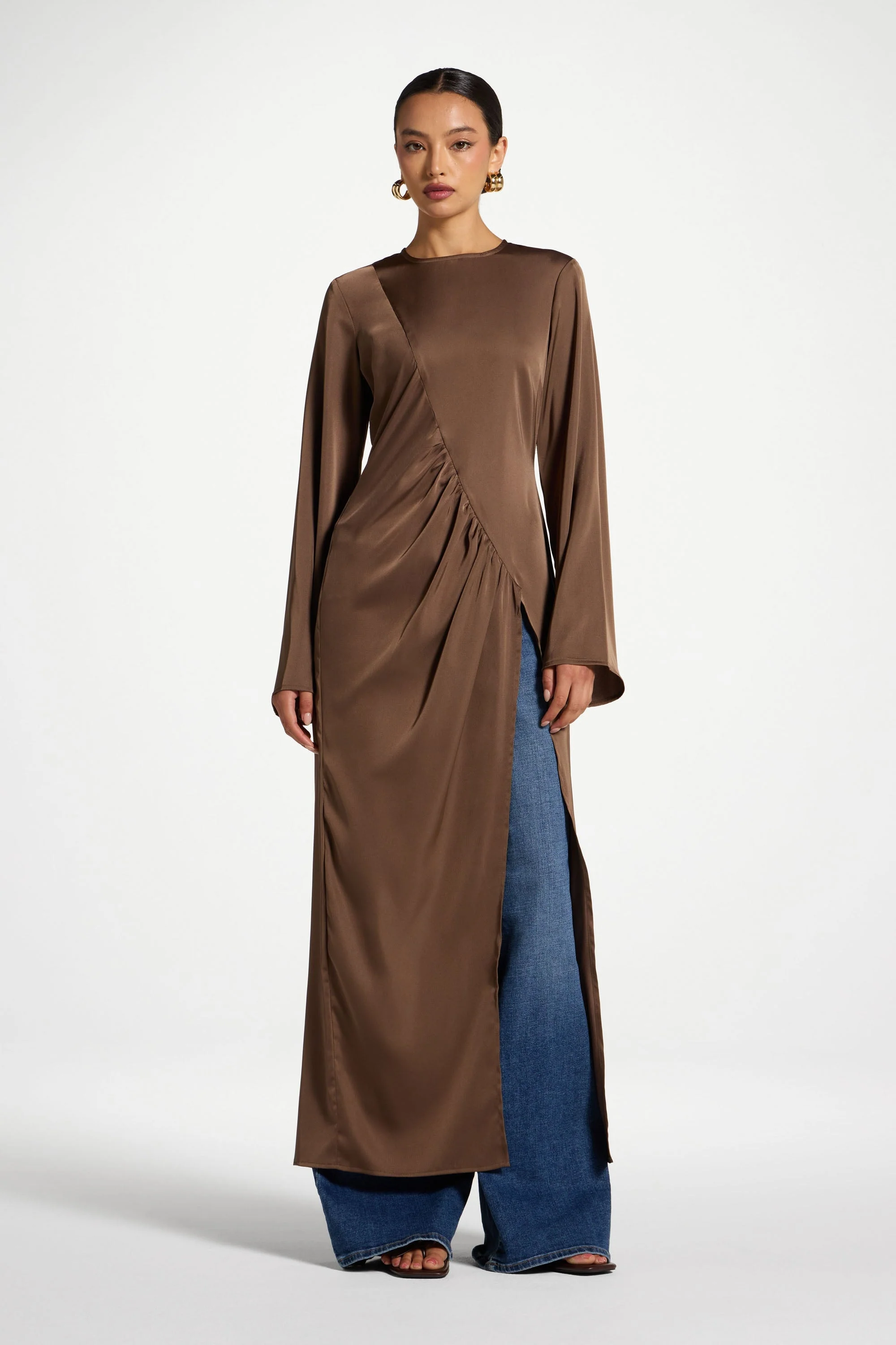 Asymmetric Midi Top - Brown - Image 2