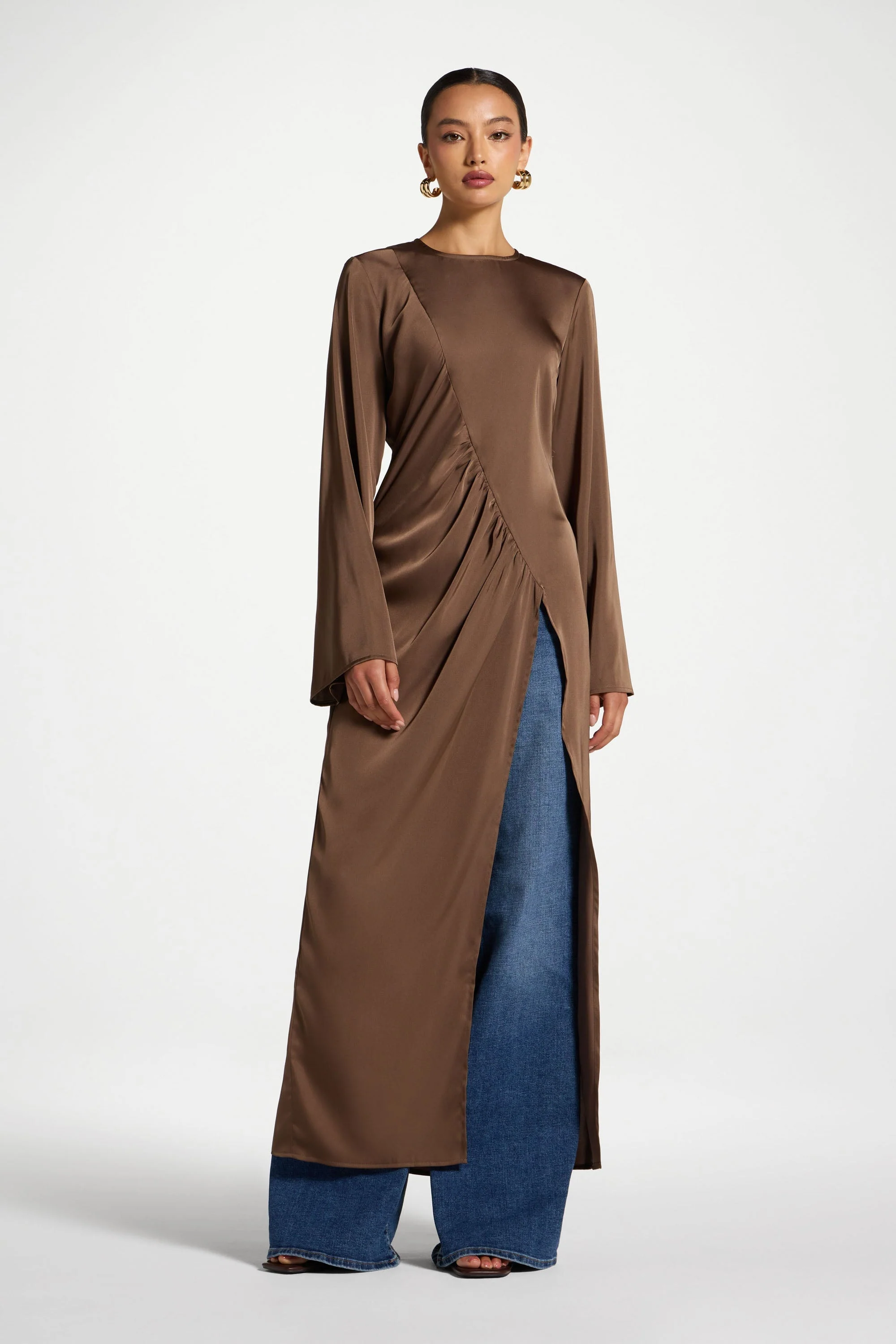 Asymmetric Midi Top - Brown - Image 3