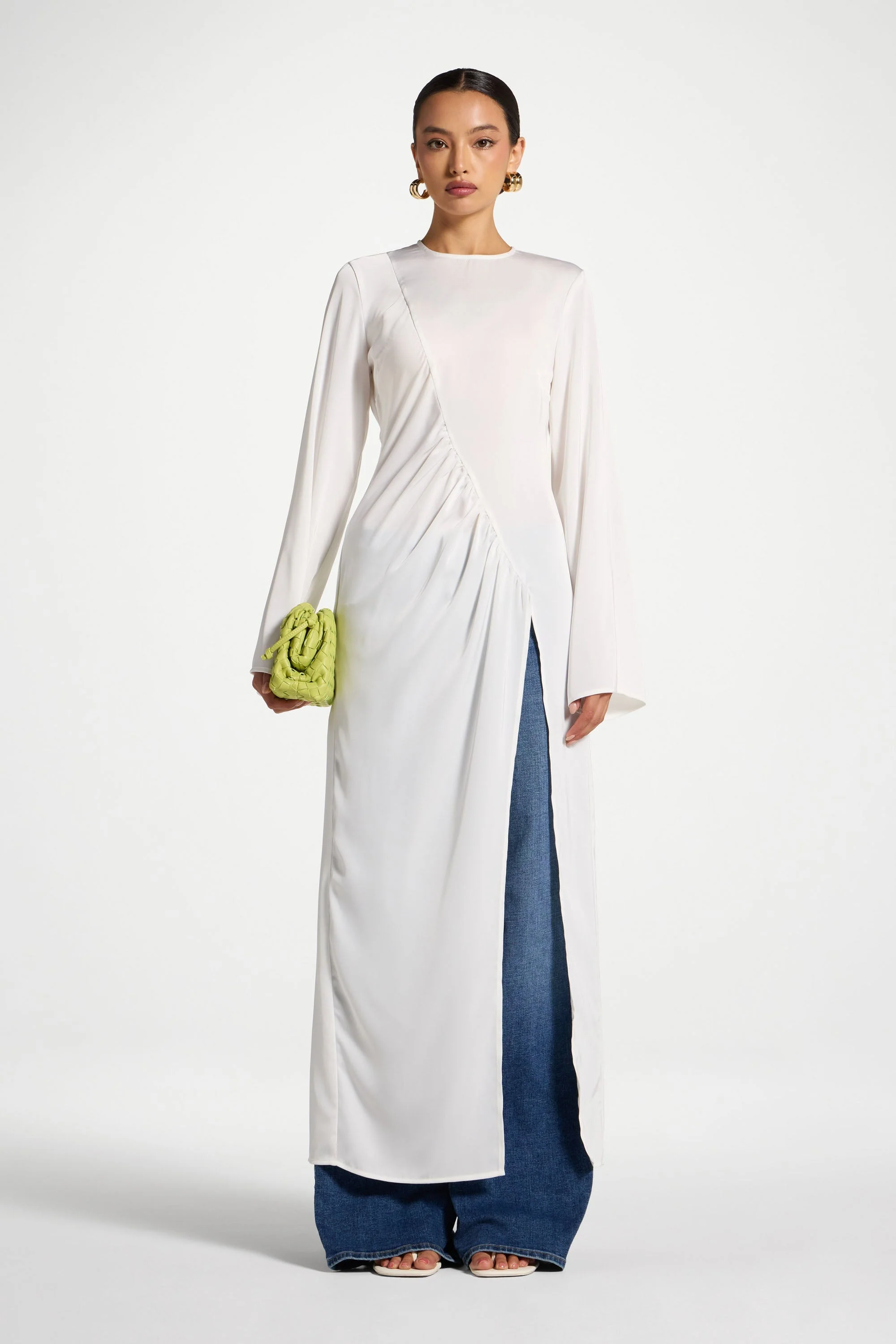 Asymmetric Midi Top - White