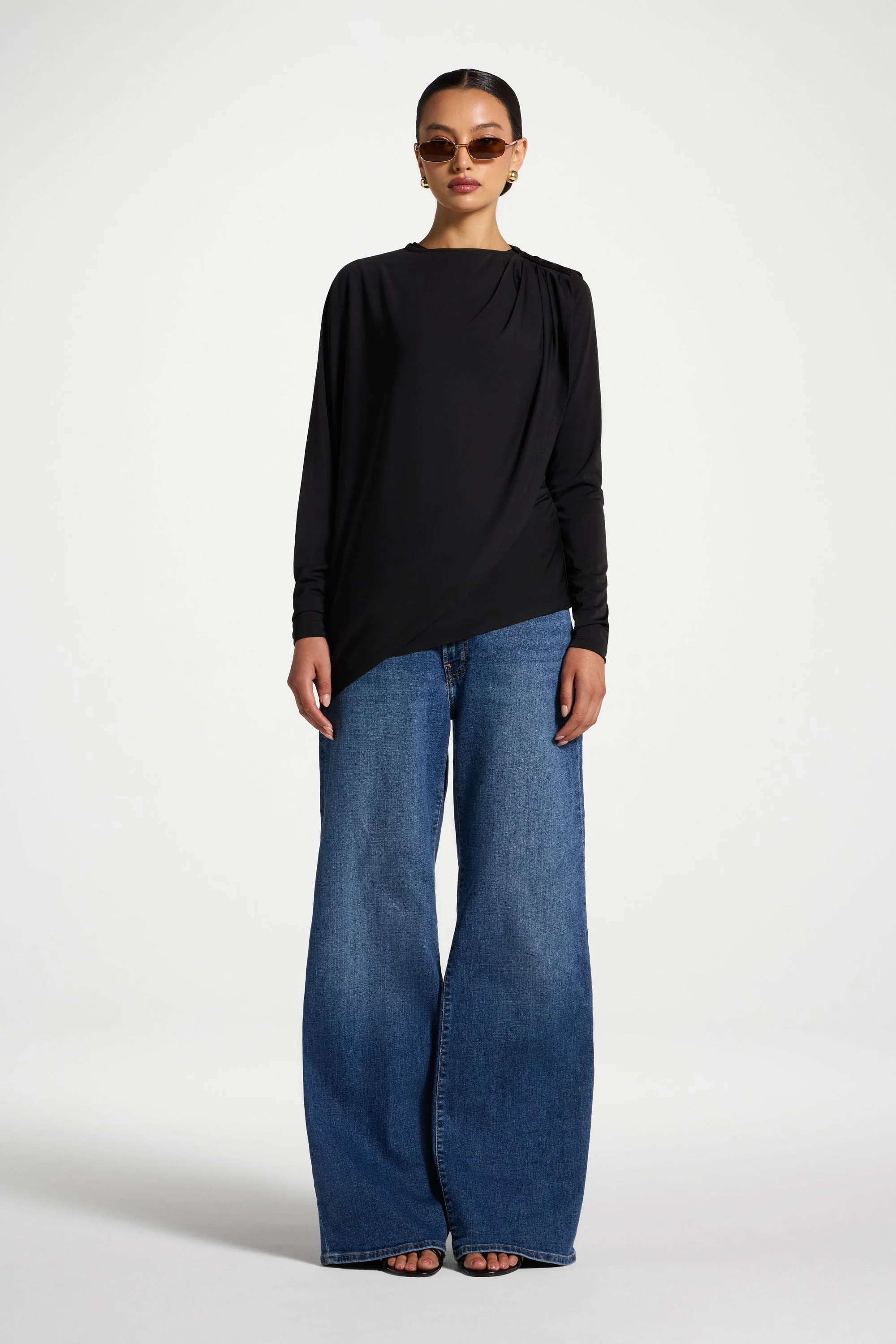 Asymmetric Top & Cape Set - Black - Image 2