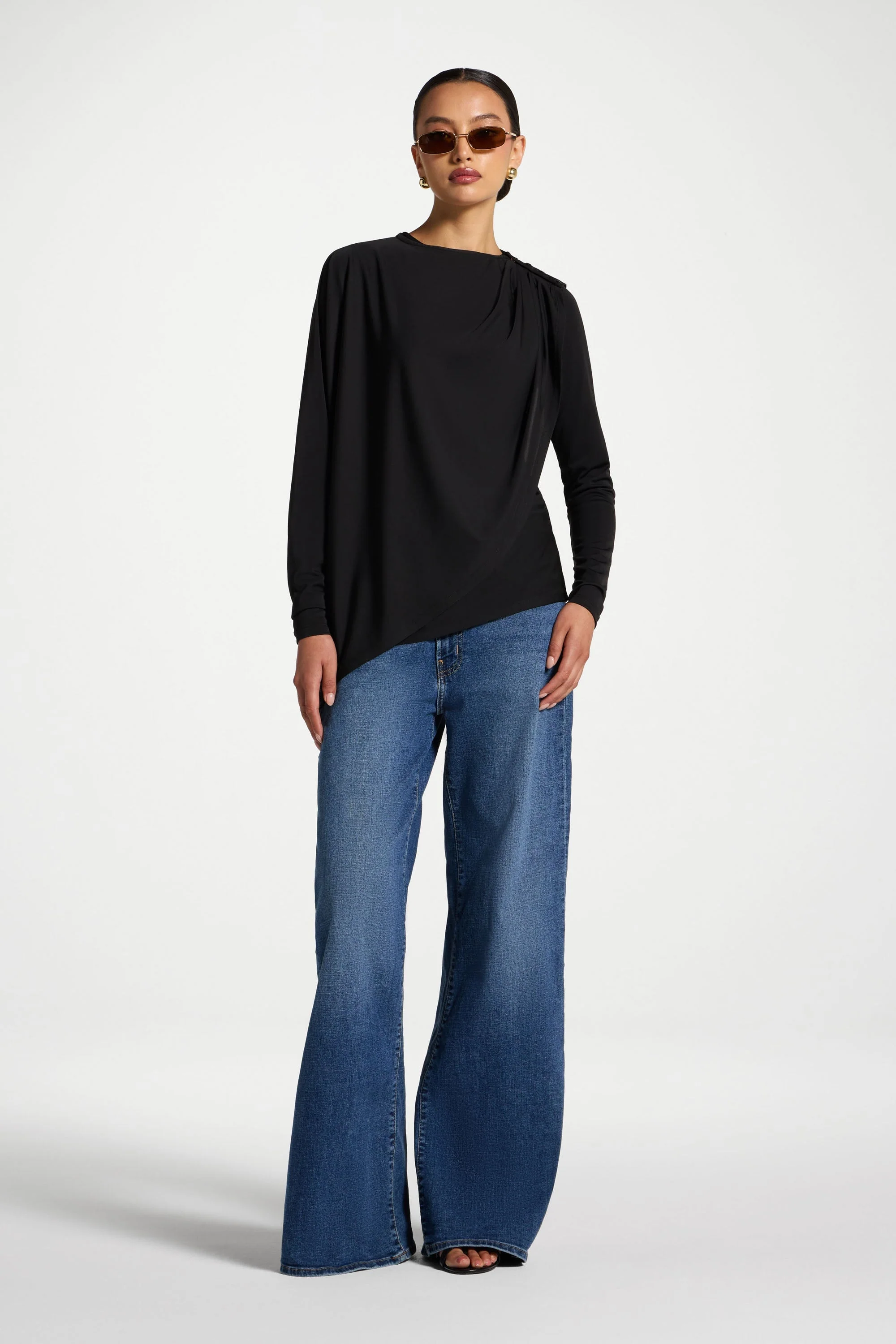 Asymmetric Top & Cape Set - Black - Image 3