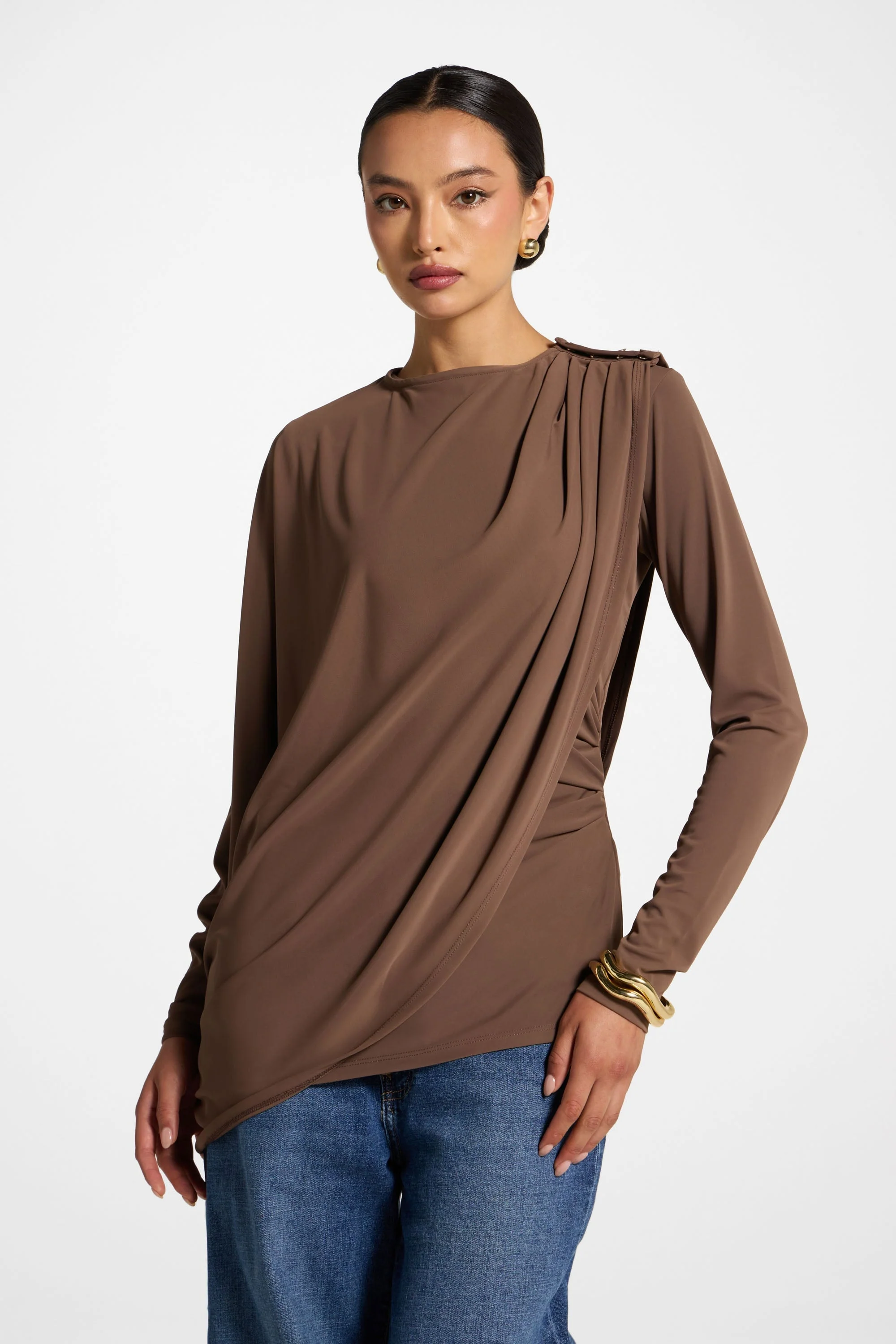 Asymmetric Top & Cape Set - Coffee Quartz - Image 2