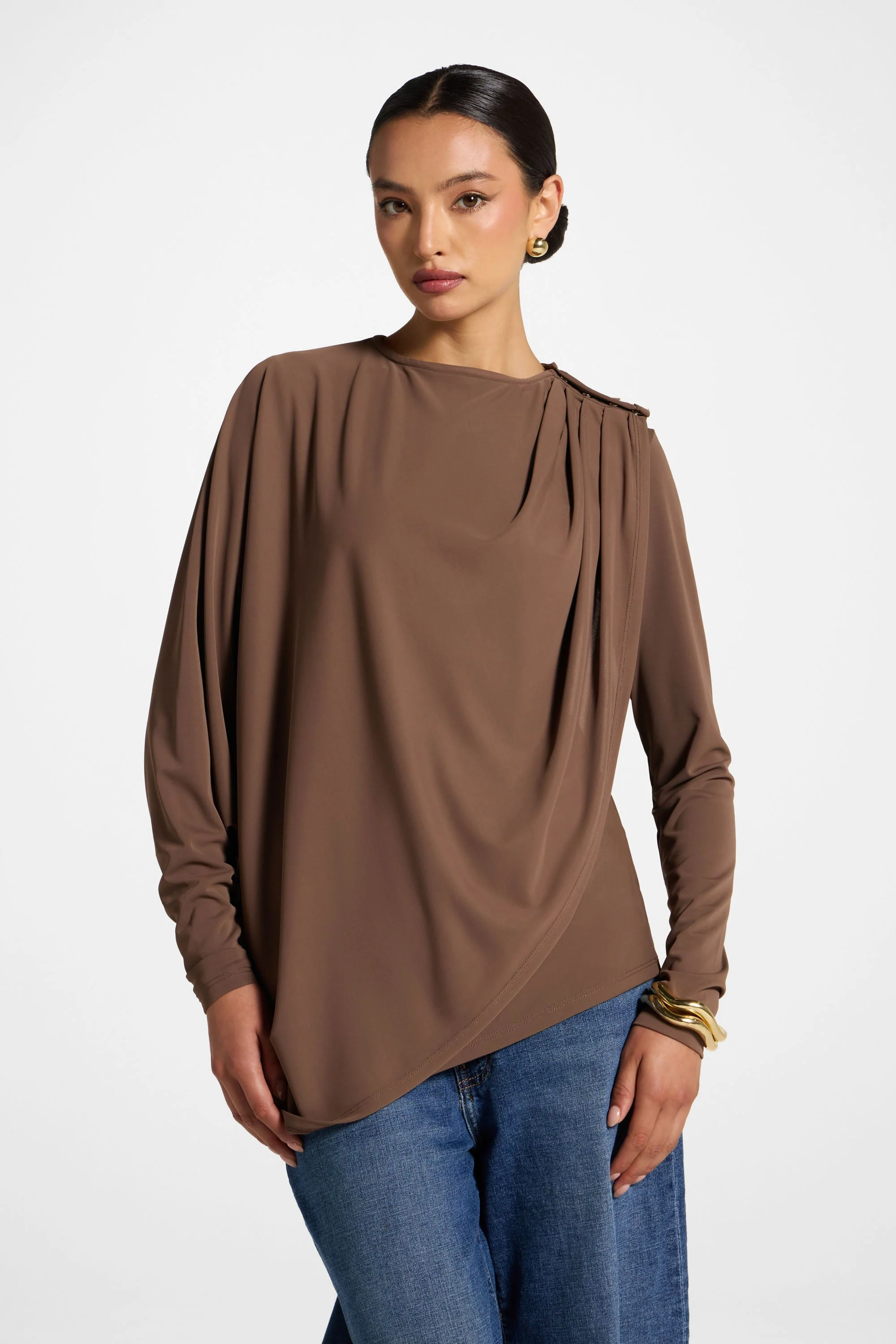 Asymmetric Top & Cape Set - Coffee Quartz - Image 4
