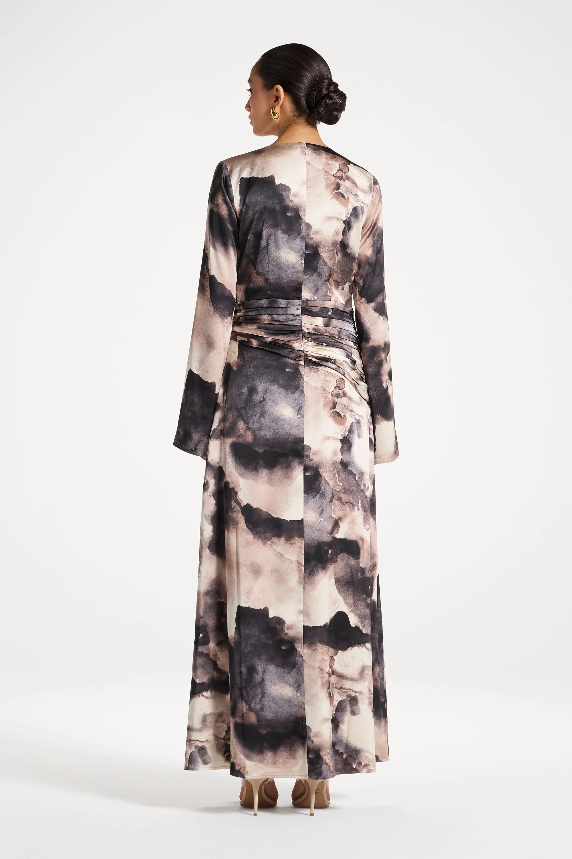 Asymmetric Pleated Waist Maxi Dress - Image 4