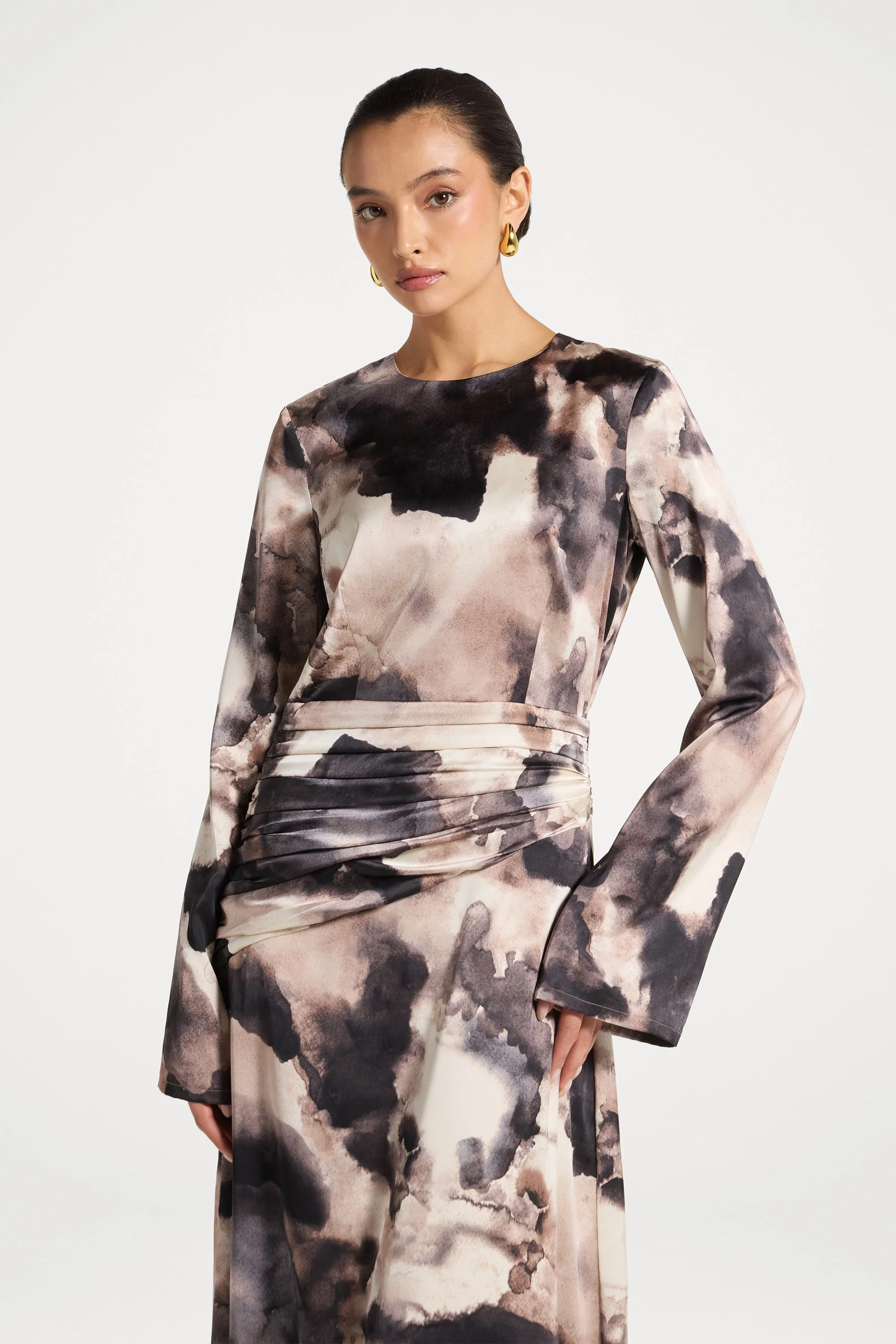 Asymmetric Pleated Waist Maxi Dress - Image 5