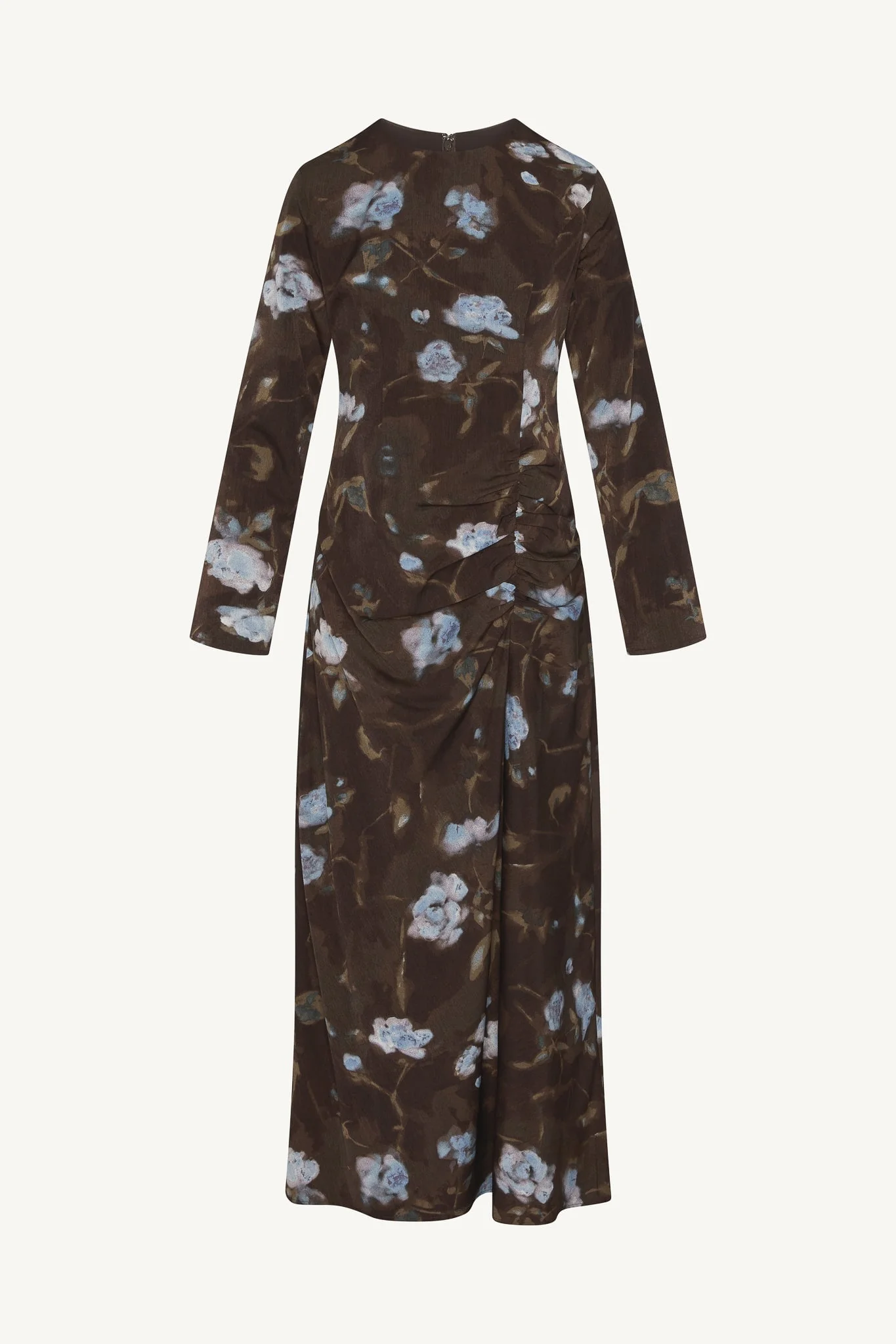 Asymmetric Rouched Maxi Dress - Cocoa Petals - Image 7