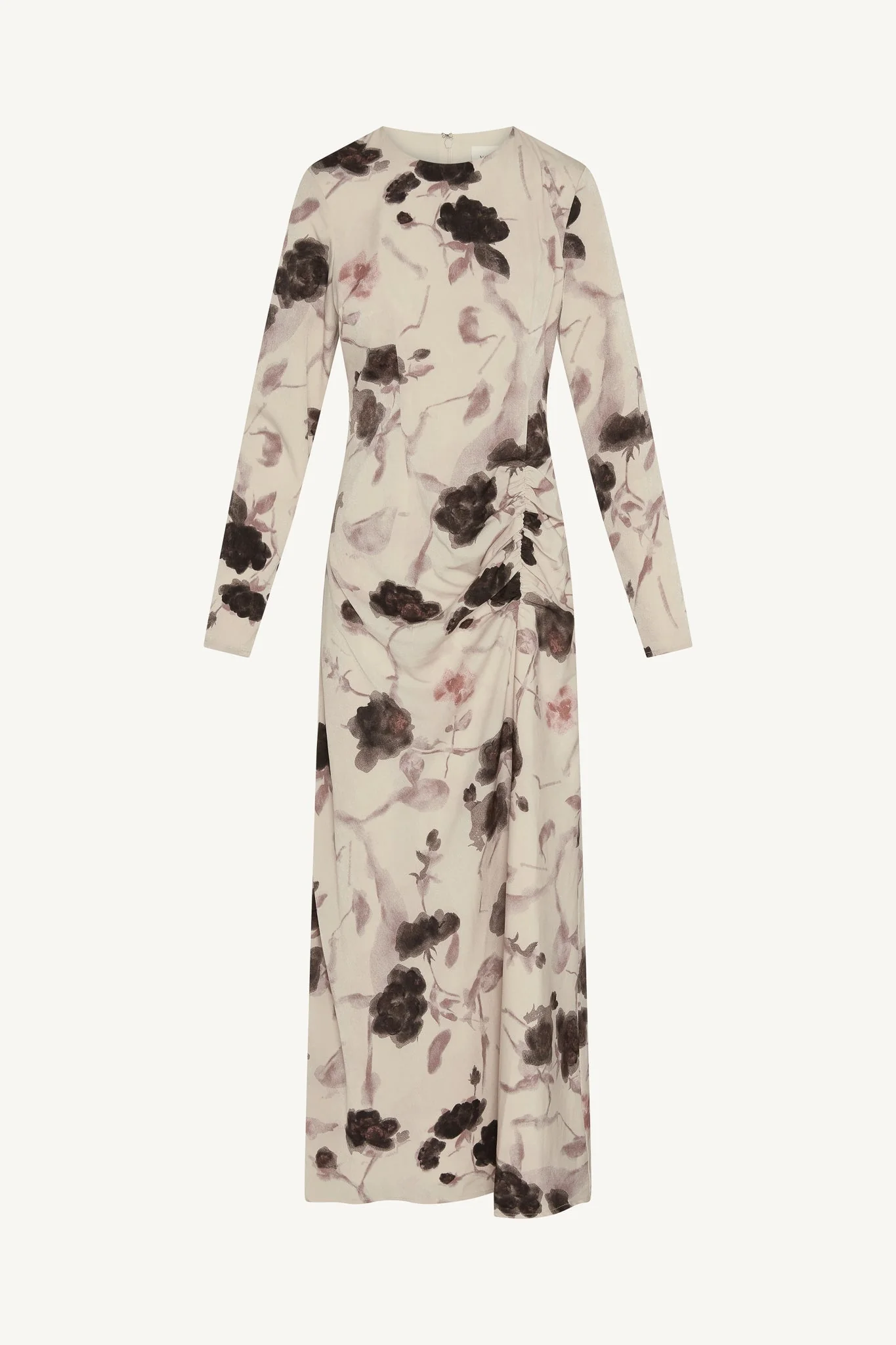 Asymmetric Rouched Maxi Dress - Vanilla Petals - Image 8
