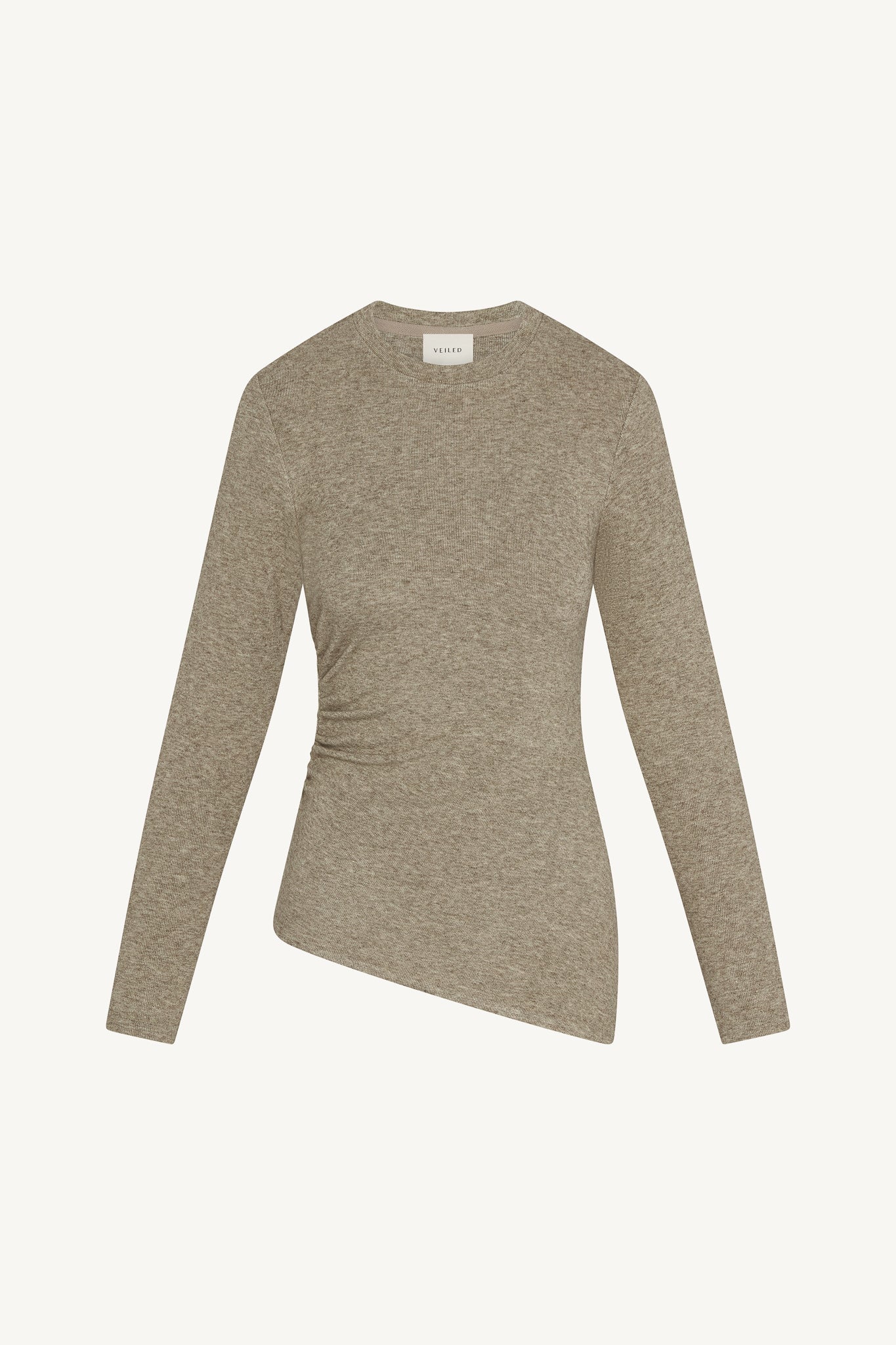 Asymmetric Rouched Top - Warm Grey - Image 8