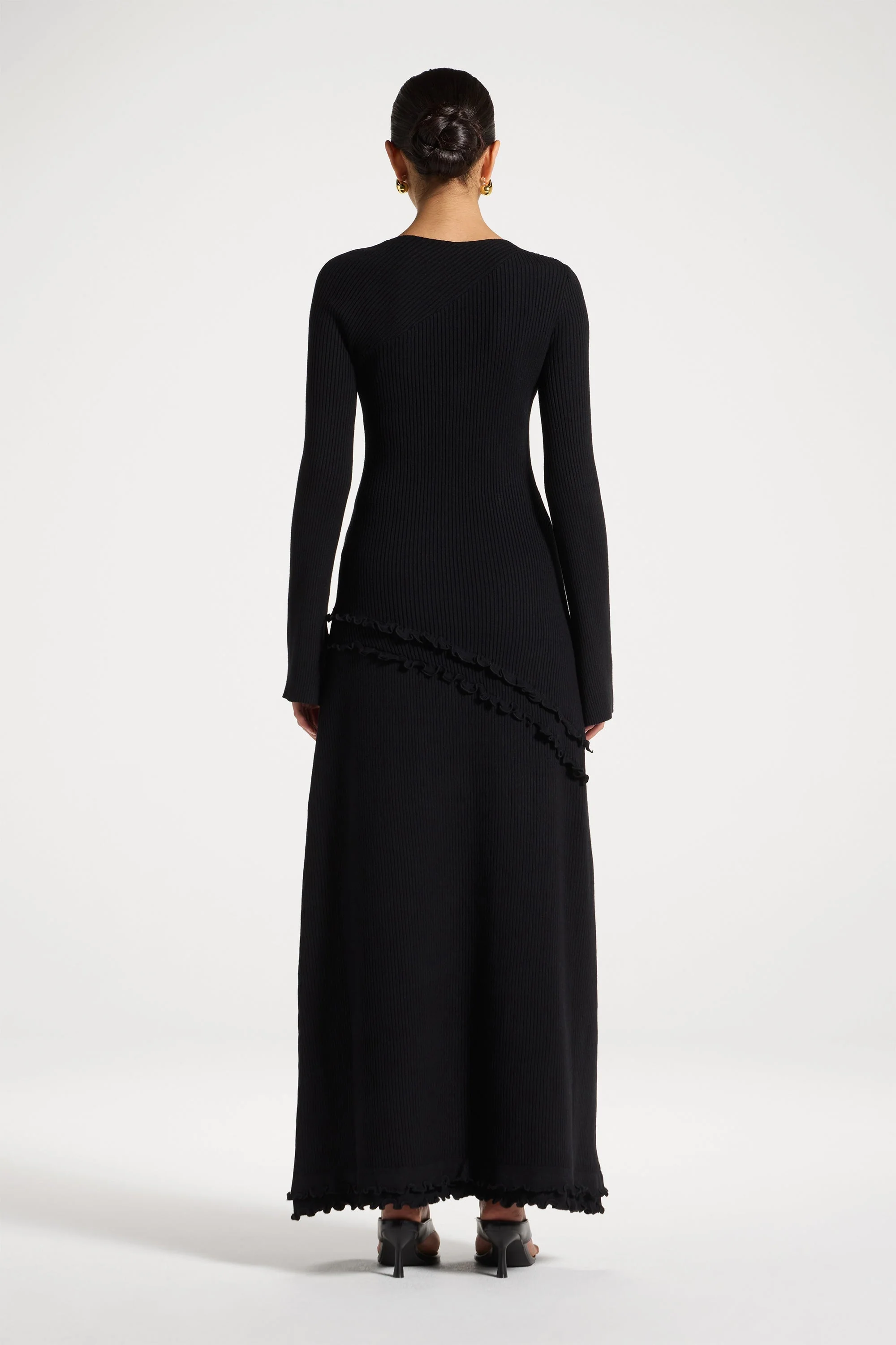 Ruffle Hem Knit Skirt - Black - Image 5