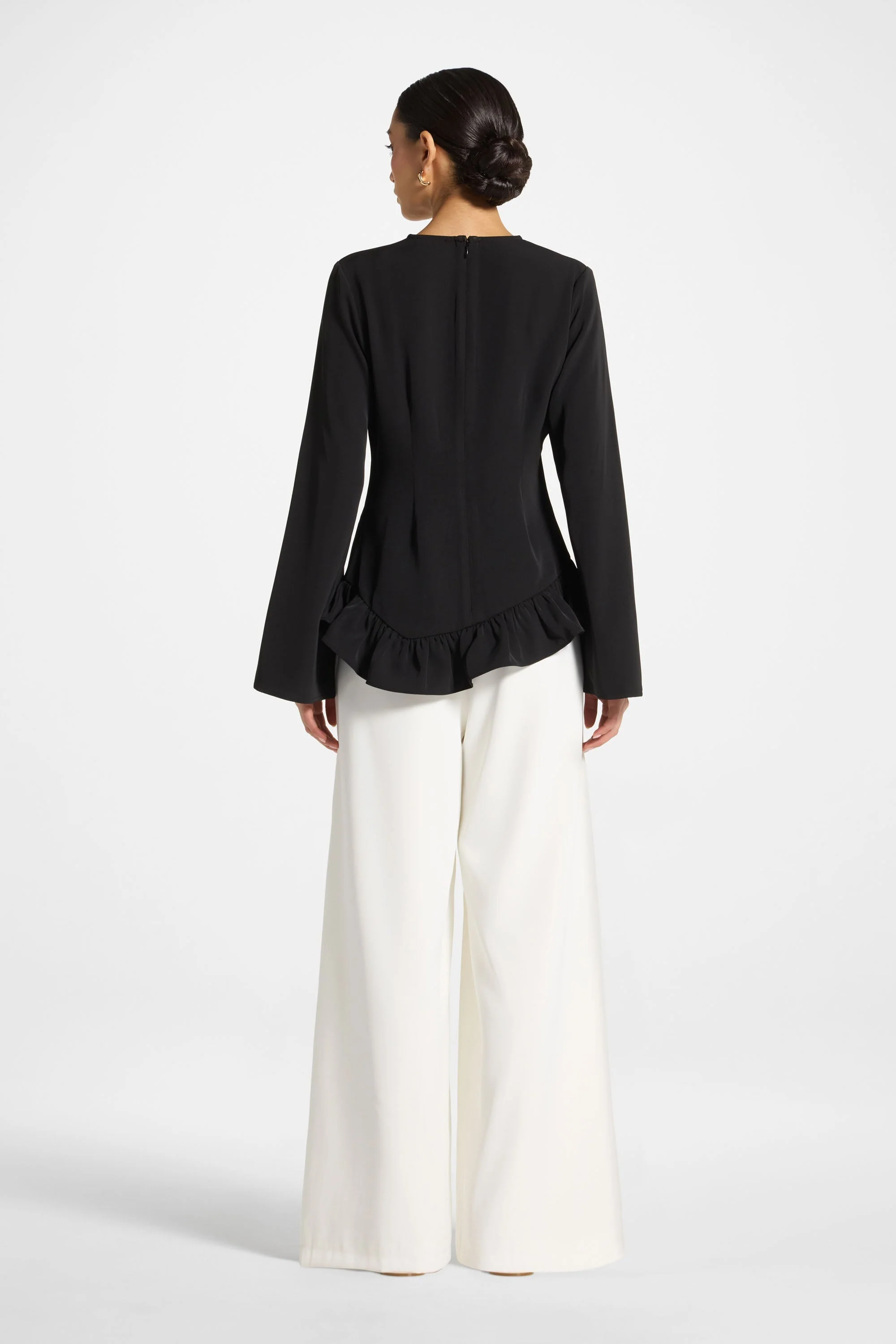 Asymmetric Ruffle Top - Black - Image 4
