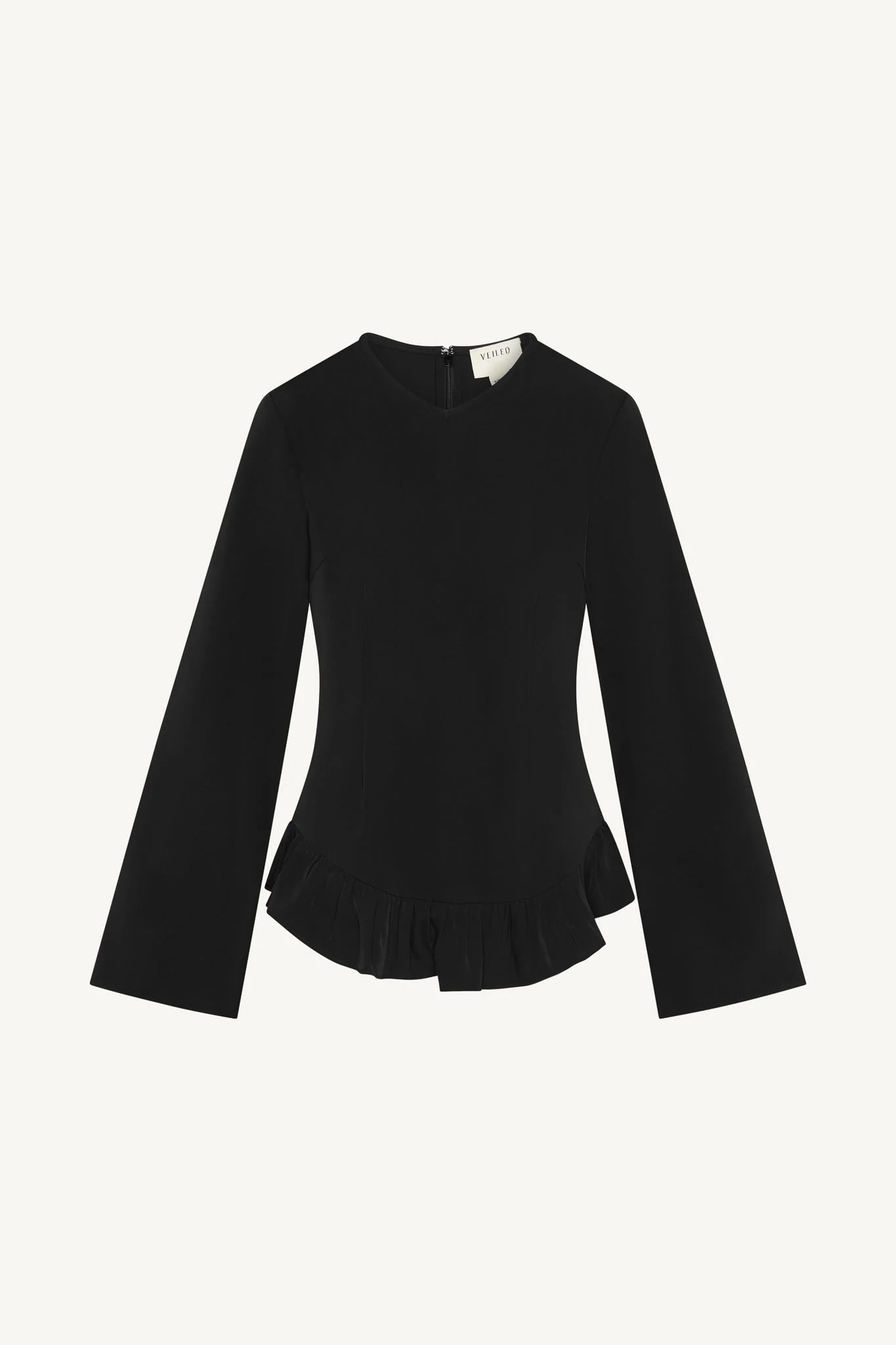 Asymmetric Ruffle Top - Black - Image 6