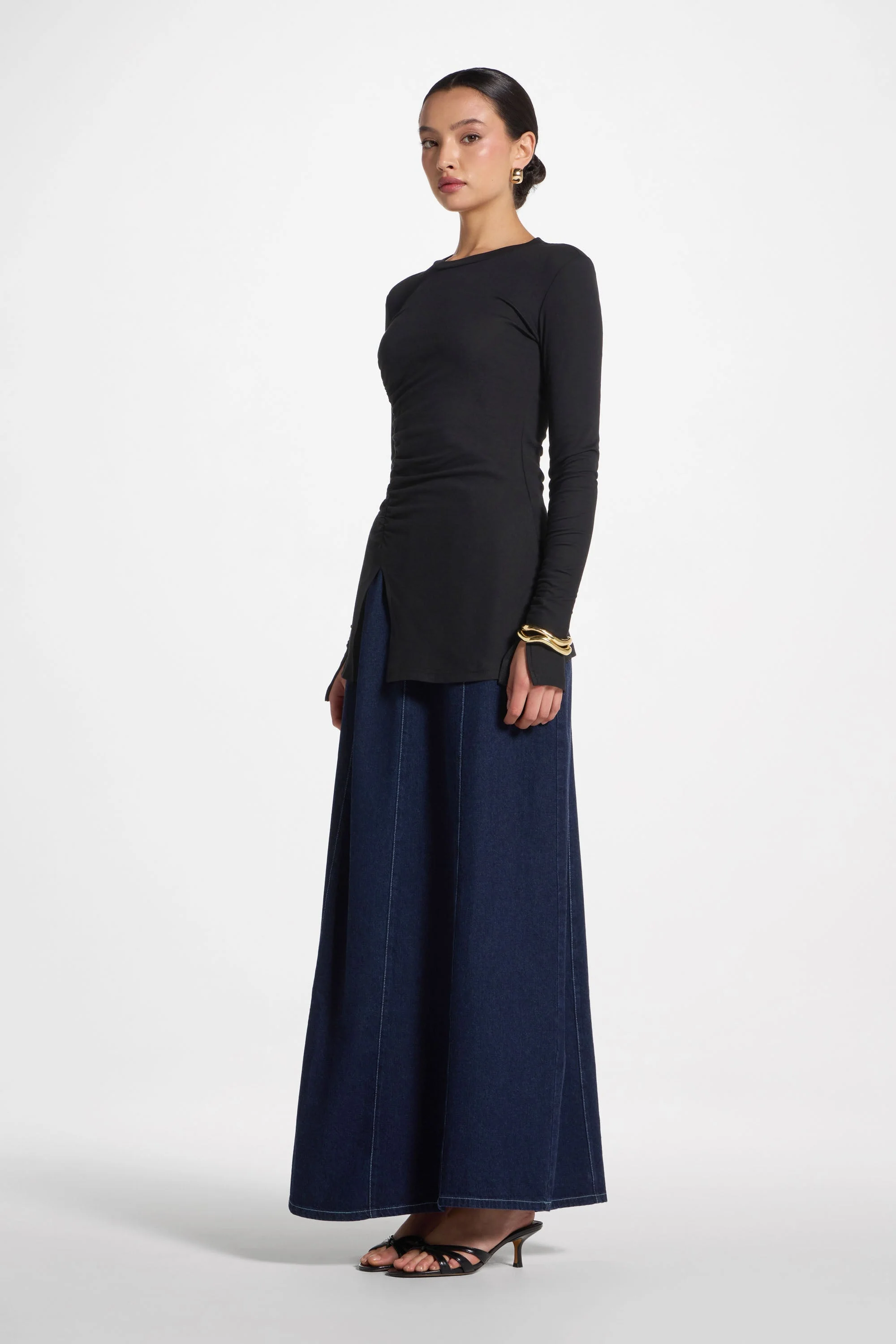 Asymmetric Side Slit Top - Black - Image 4