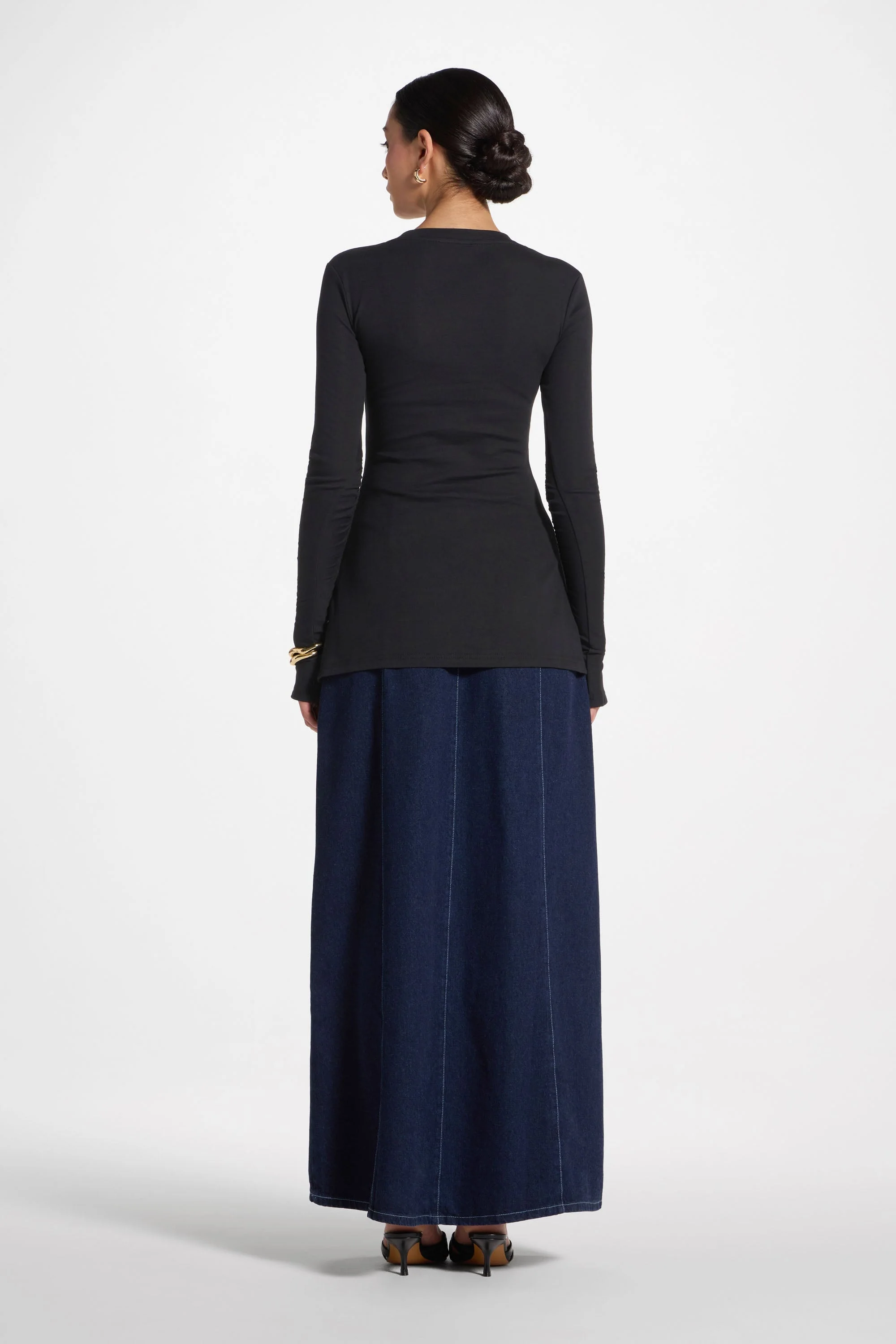 Asymmetric Side Slit Top - Black - Image 5