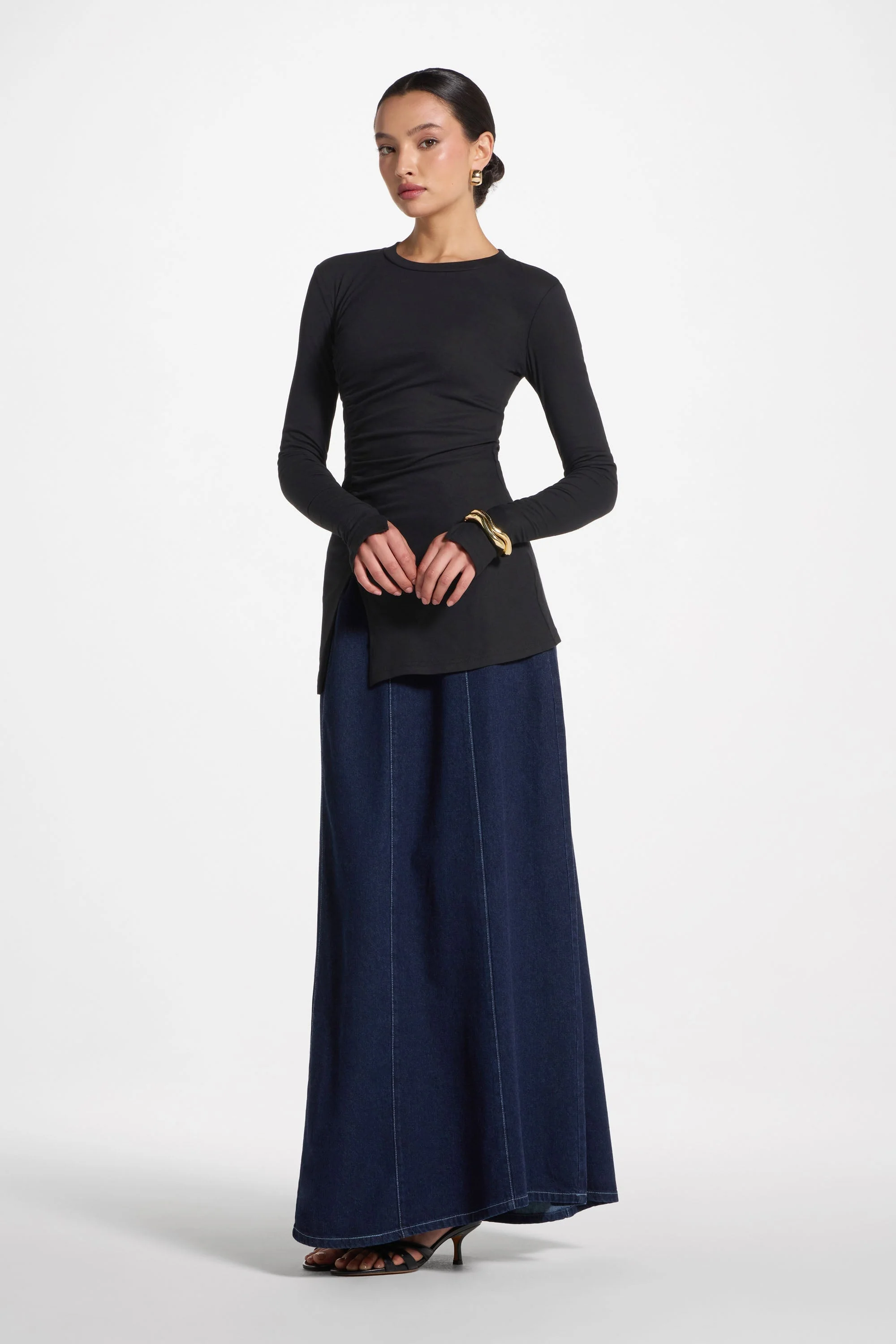 Asymmetric Side Slit Top - Black - Image 6