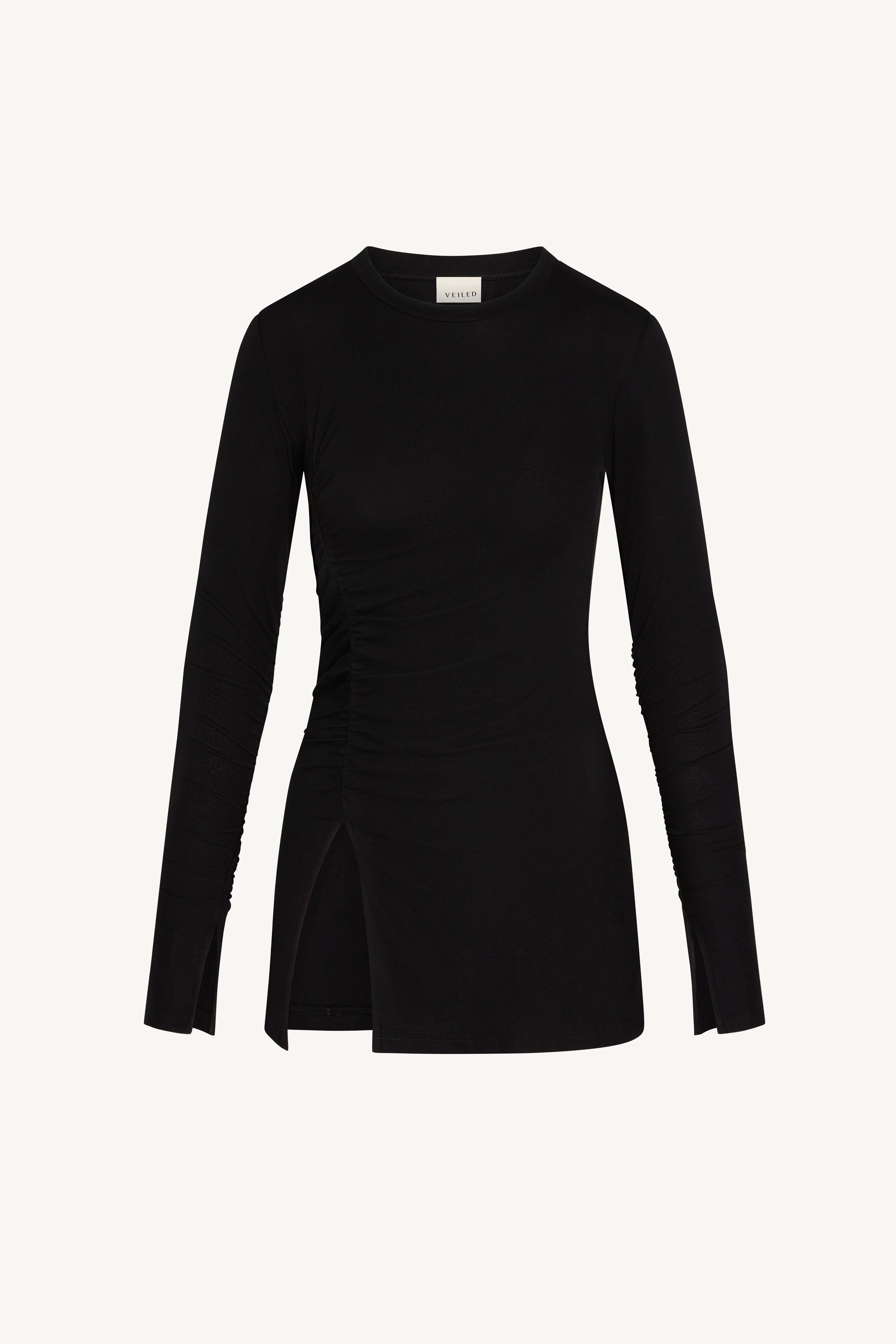 Asymmetric Side Slit Top - Black - Image 8